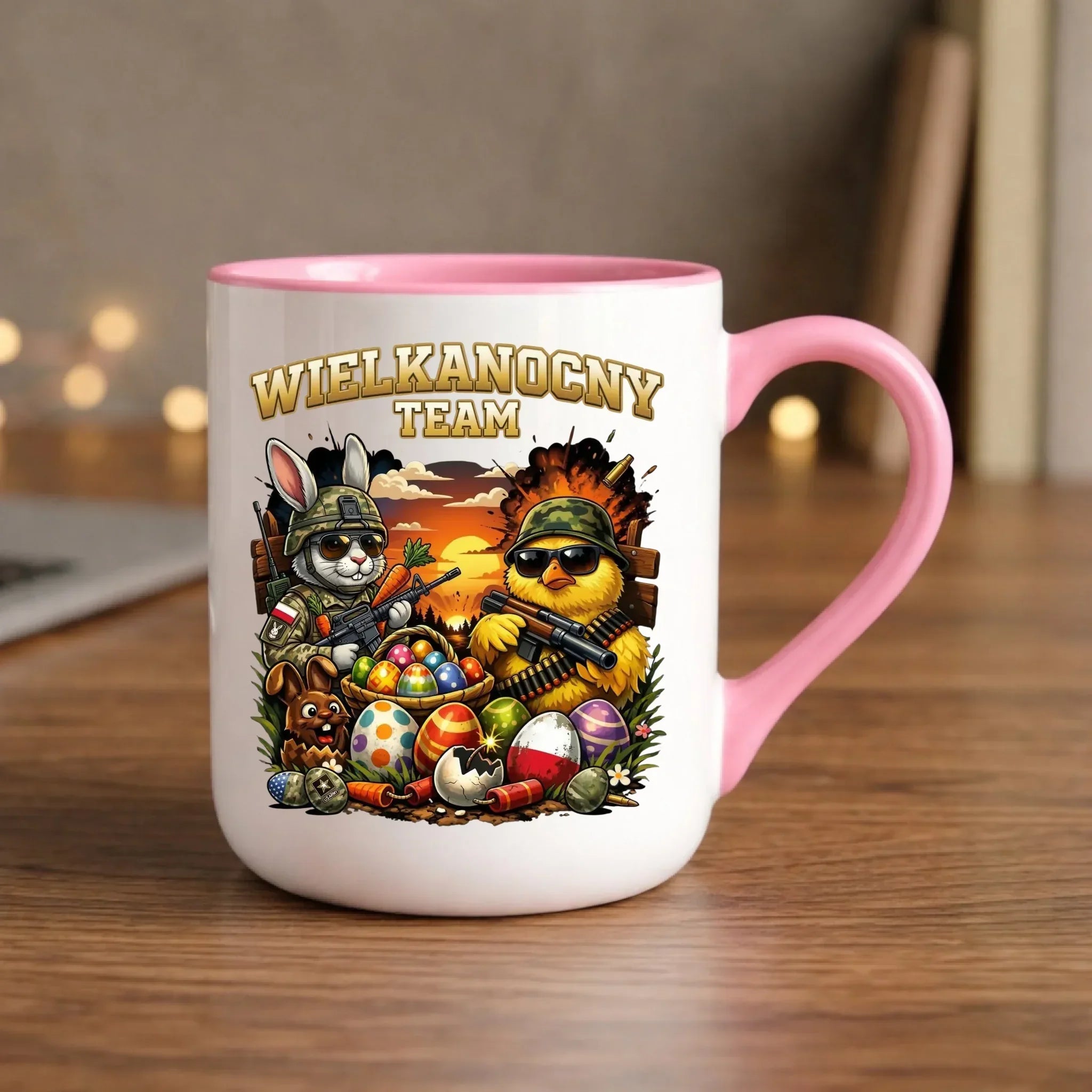 Kubek elegant na Wielkanoc - Kurczak i zając armia Wielkanocny Team WN37 - StoryCups.pl