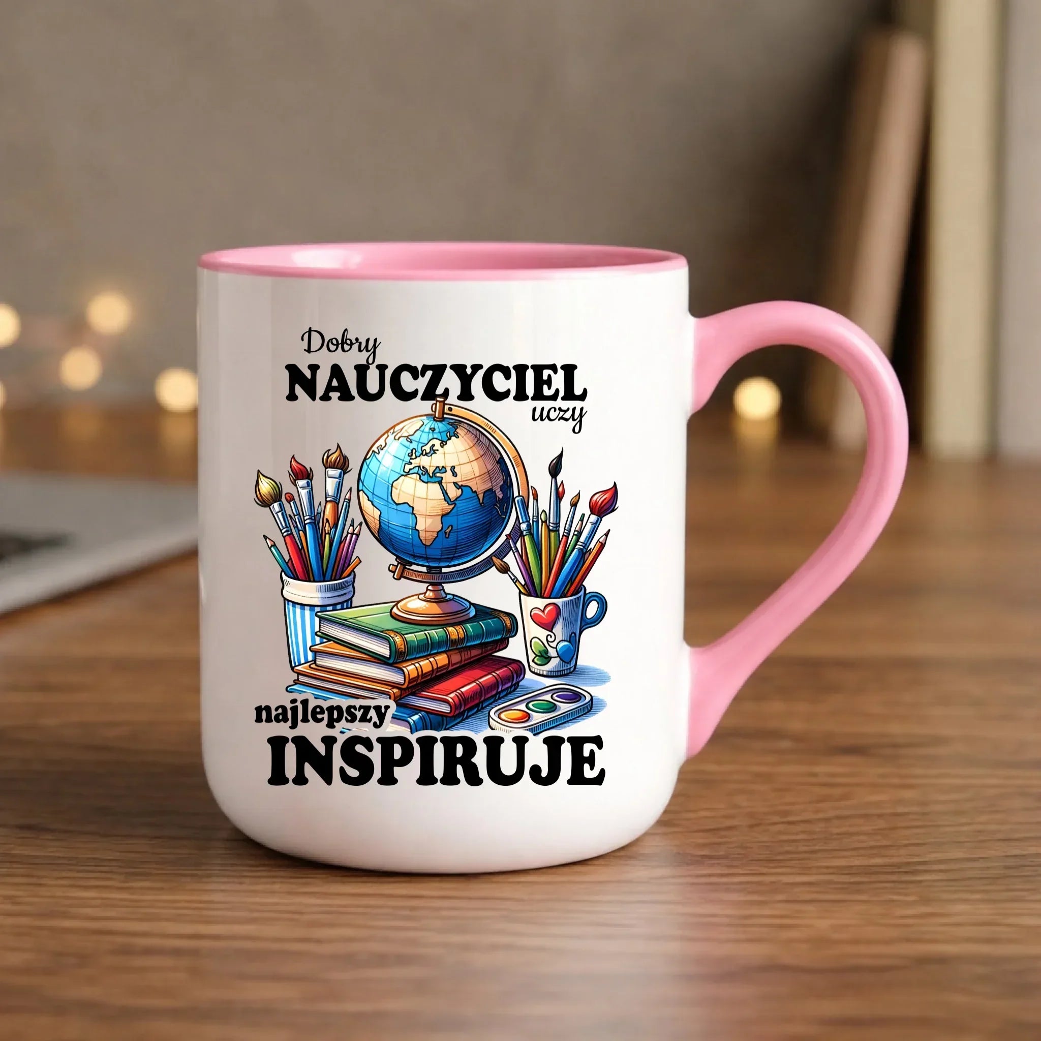 Kubek elegant dla nauczyciela - Dobry nauczyciel uczy najlepszy inspiruje N72 - StoryCups.pl