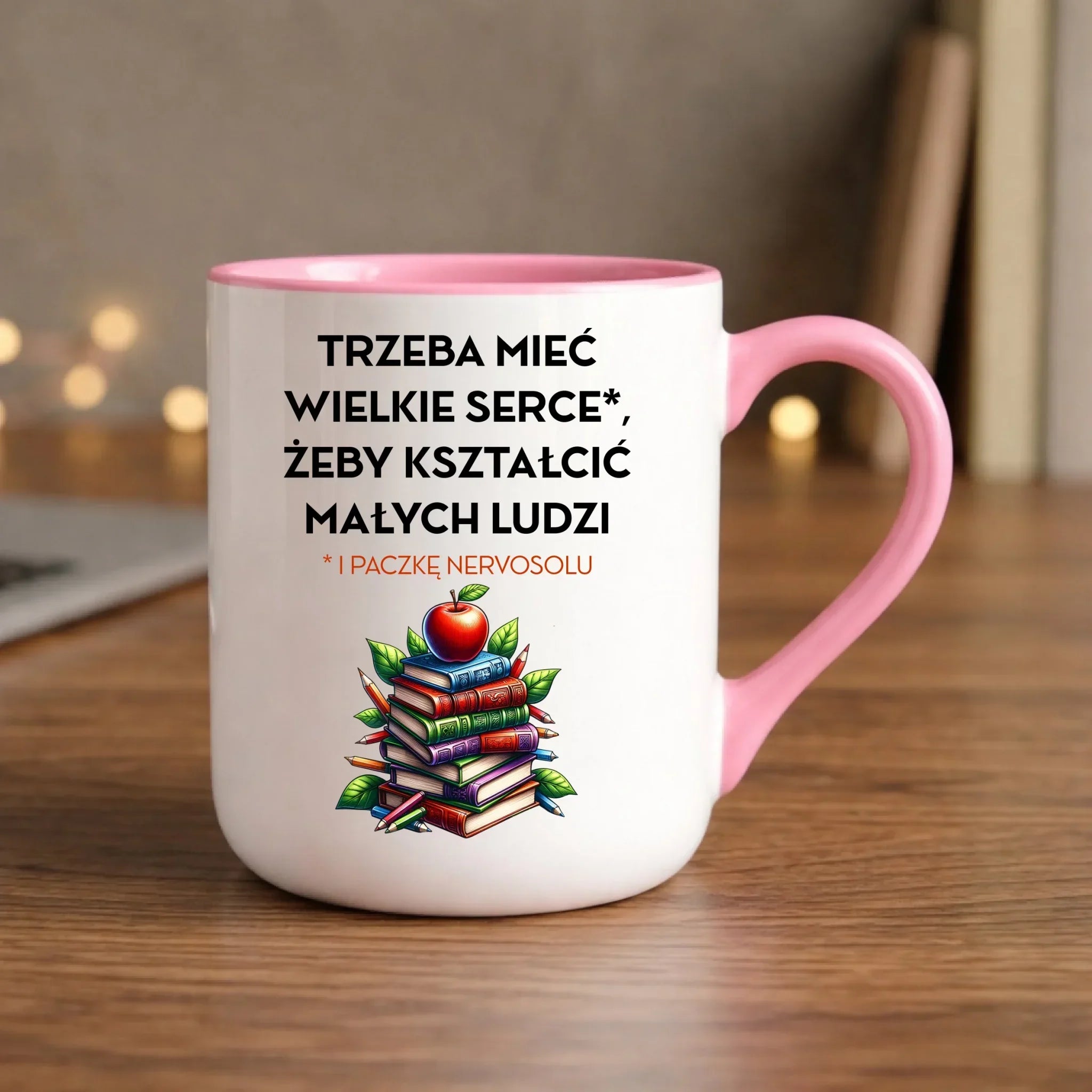 Kubek elegant dla nauczyciela - Trzeba mieć wielkie serce i paczkę nervosolu N73 - StoryCups.pl
