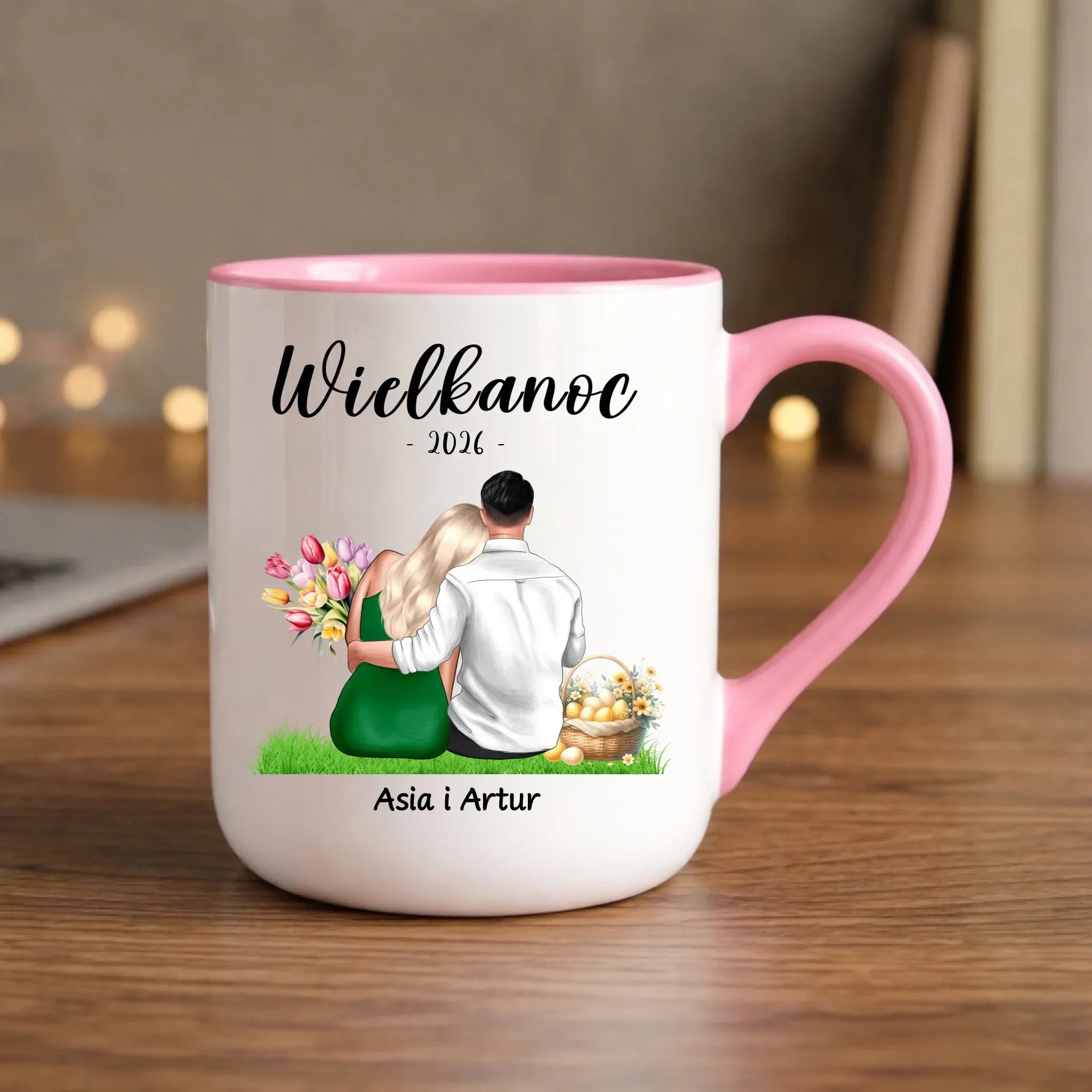 Kubek elegant na Wielkanoc dla par - personalizowany WN36 - StoryCups.pl