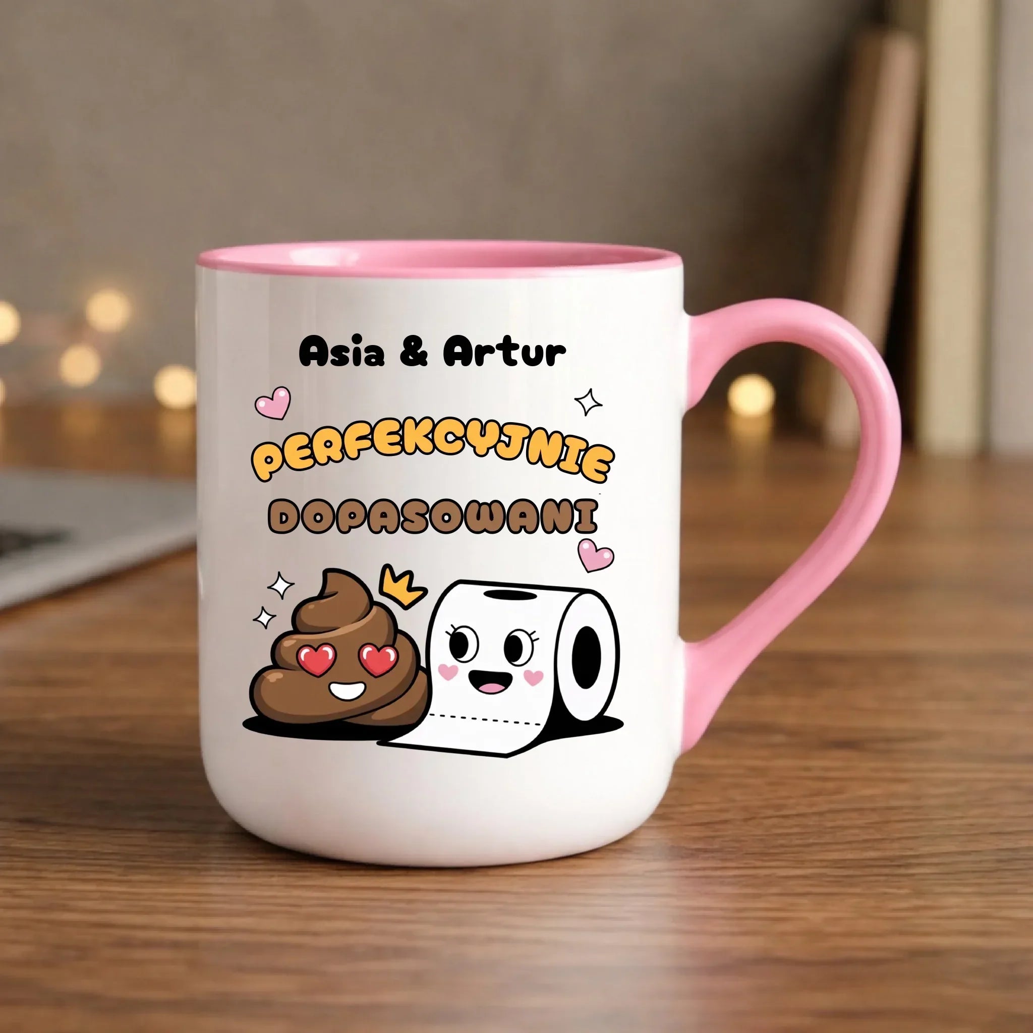 Kubek elegant dla par - Perfekcyjnie dopasowani - personalizowany W81 - StoryCups.pl