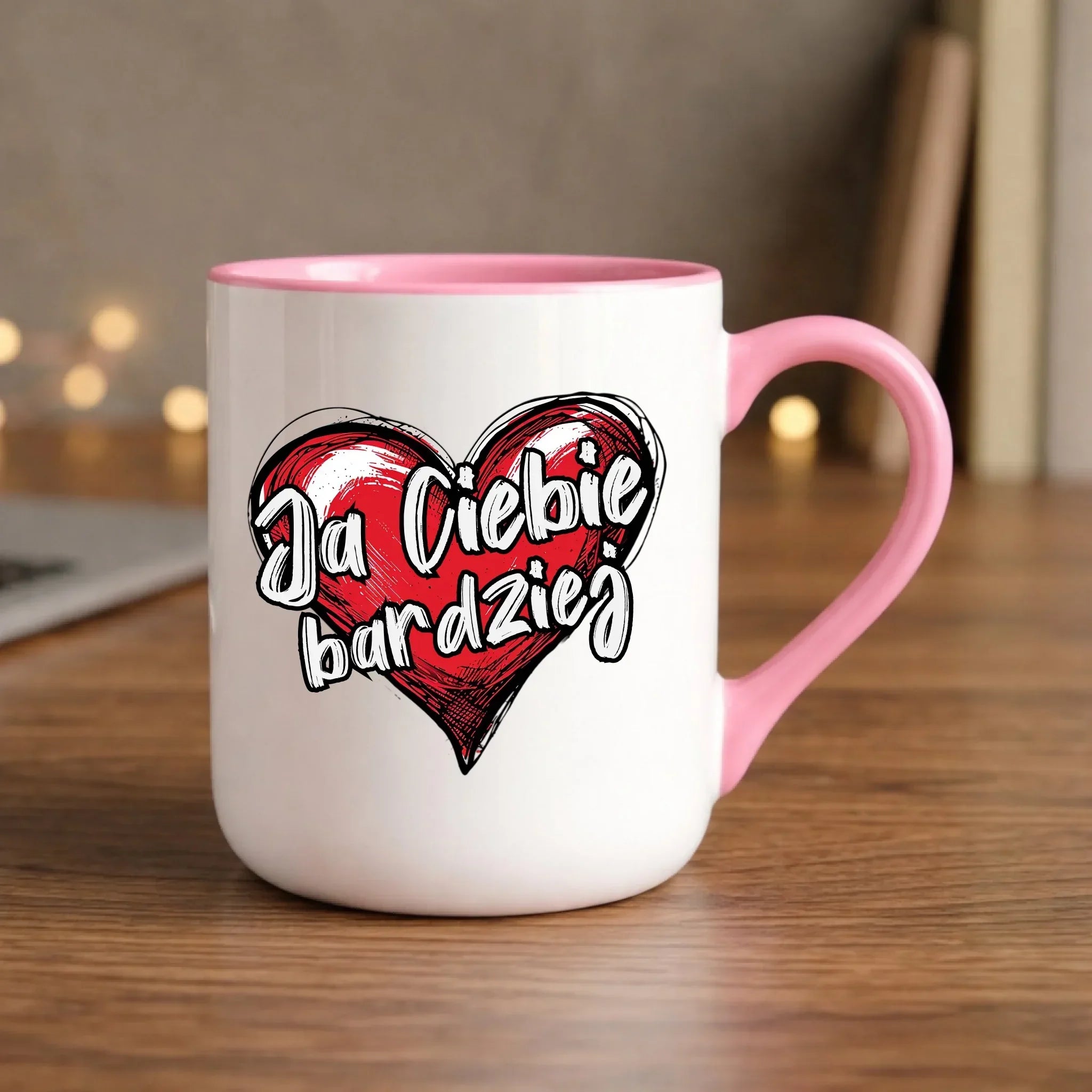Kubek elegant dla par - Serce Ja Ciebie bardziej W84 - StoryCups.pl