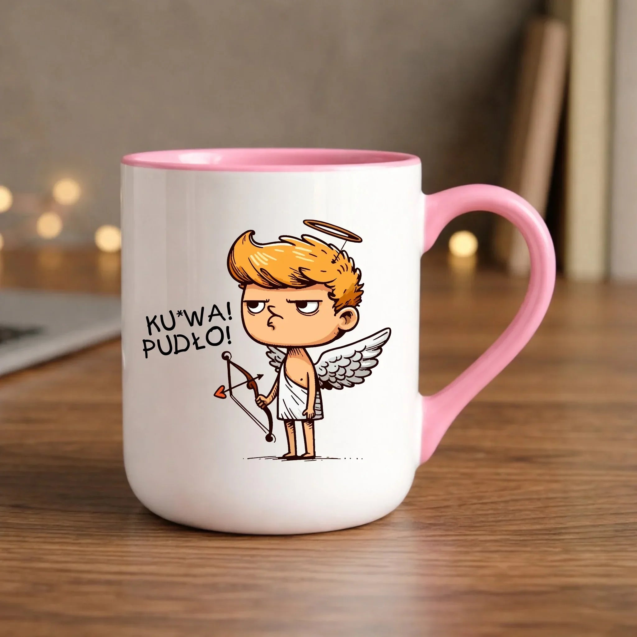 Kubek elegant - Aniołek z łukiem ku*wa pudło - bez cenzury W56 - StoryCups.pl