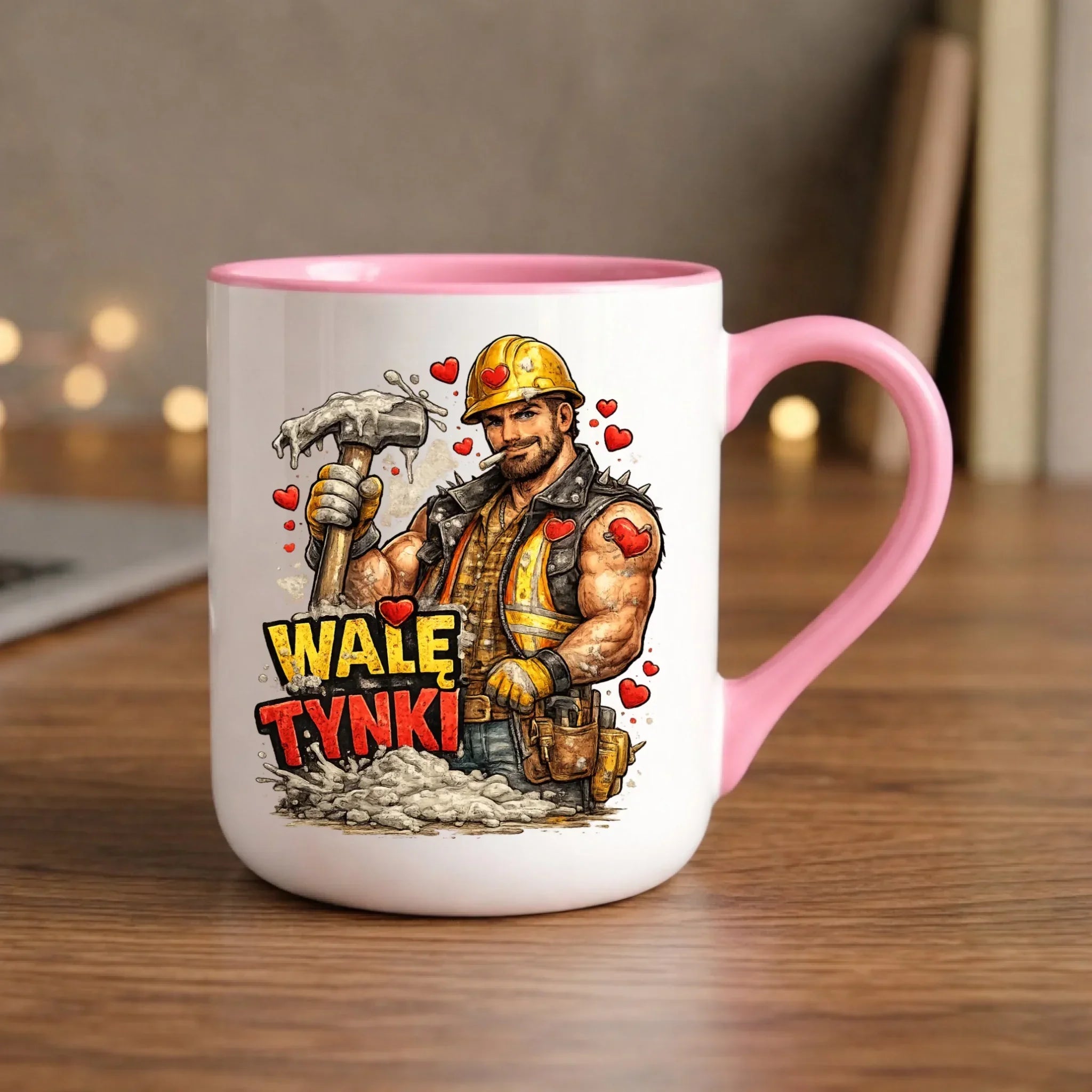 Kubek elegant na Walentynki - Budowlaniec Walę tynki W64 - StoryCups.pl