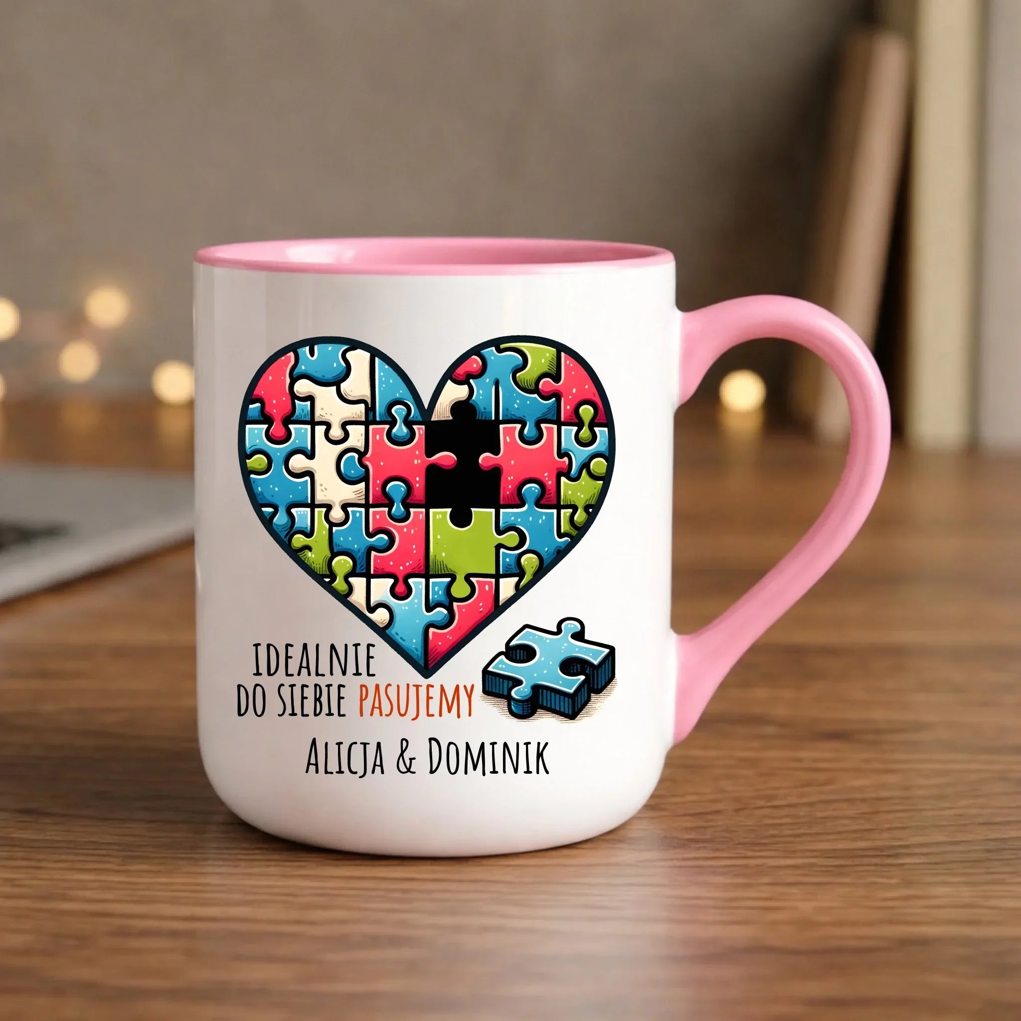 Kubek elegant dla par - Idealnie do siebie pasujemy - personalizowany W44 - StoryCups.pl