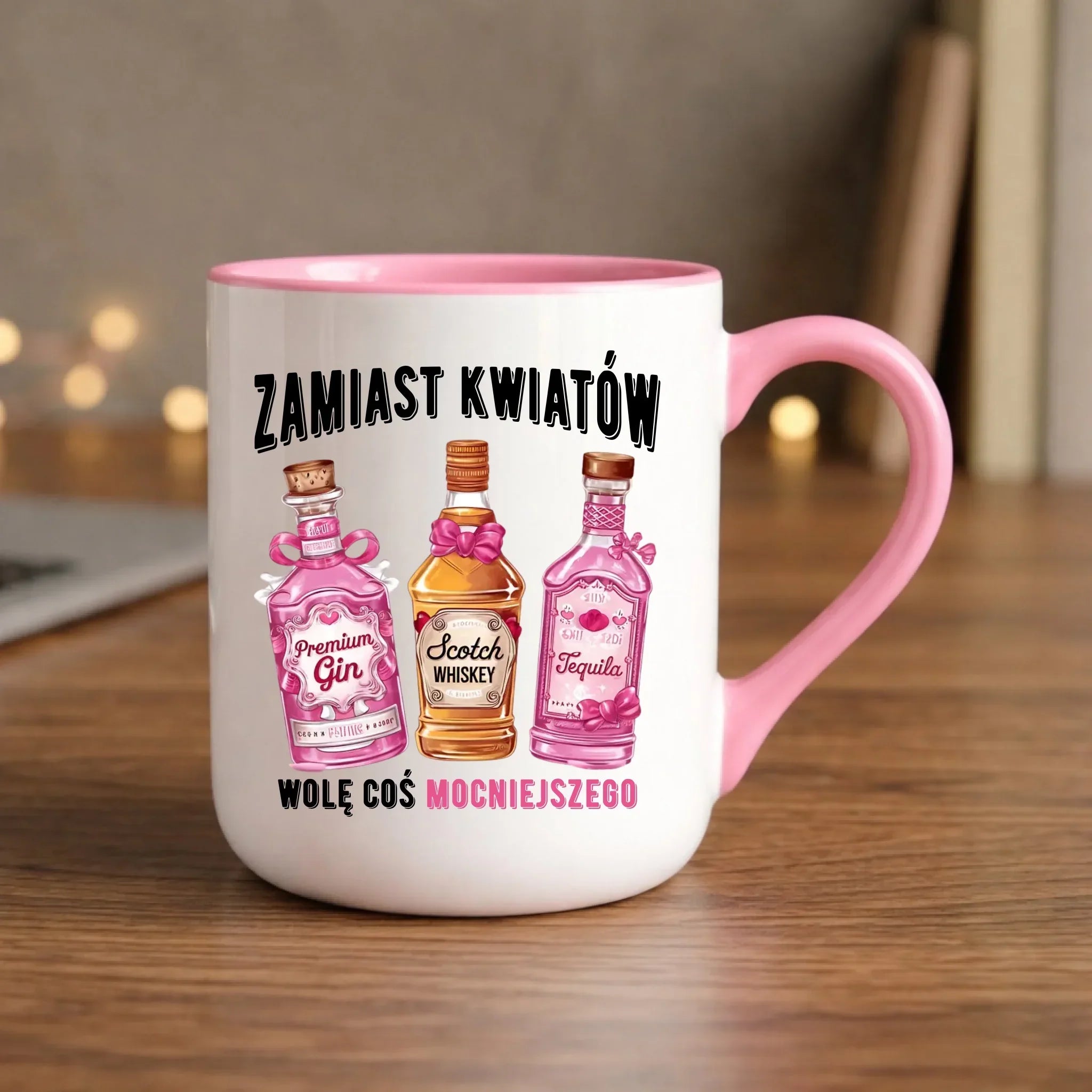 Kubek elegant dla niej - Zamiast kwiatów wolę coś mocniejszego W42 - StoryCups.pl
