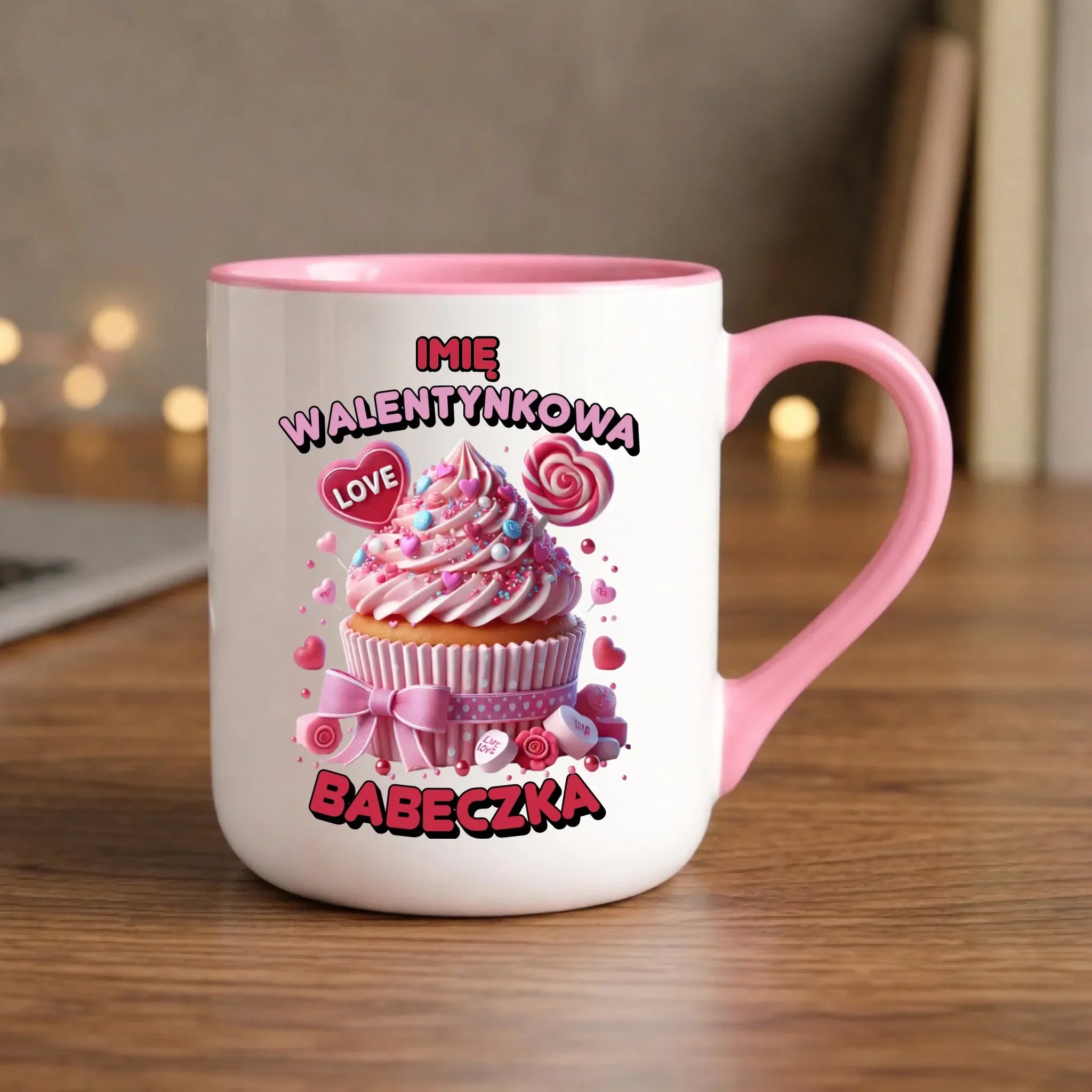 Kubek elegant na Walentynki - Walentynkowa Babeczka - personalizowany W21 - StoryCups.pl