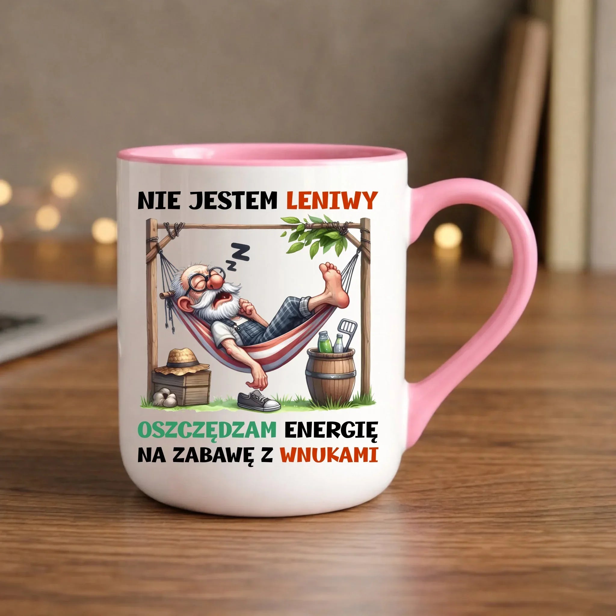 Kubek elegant dla dziadka - Nie jestem leniwy oszczędzam energię D39 - StoryCups.pl
