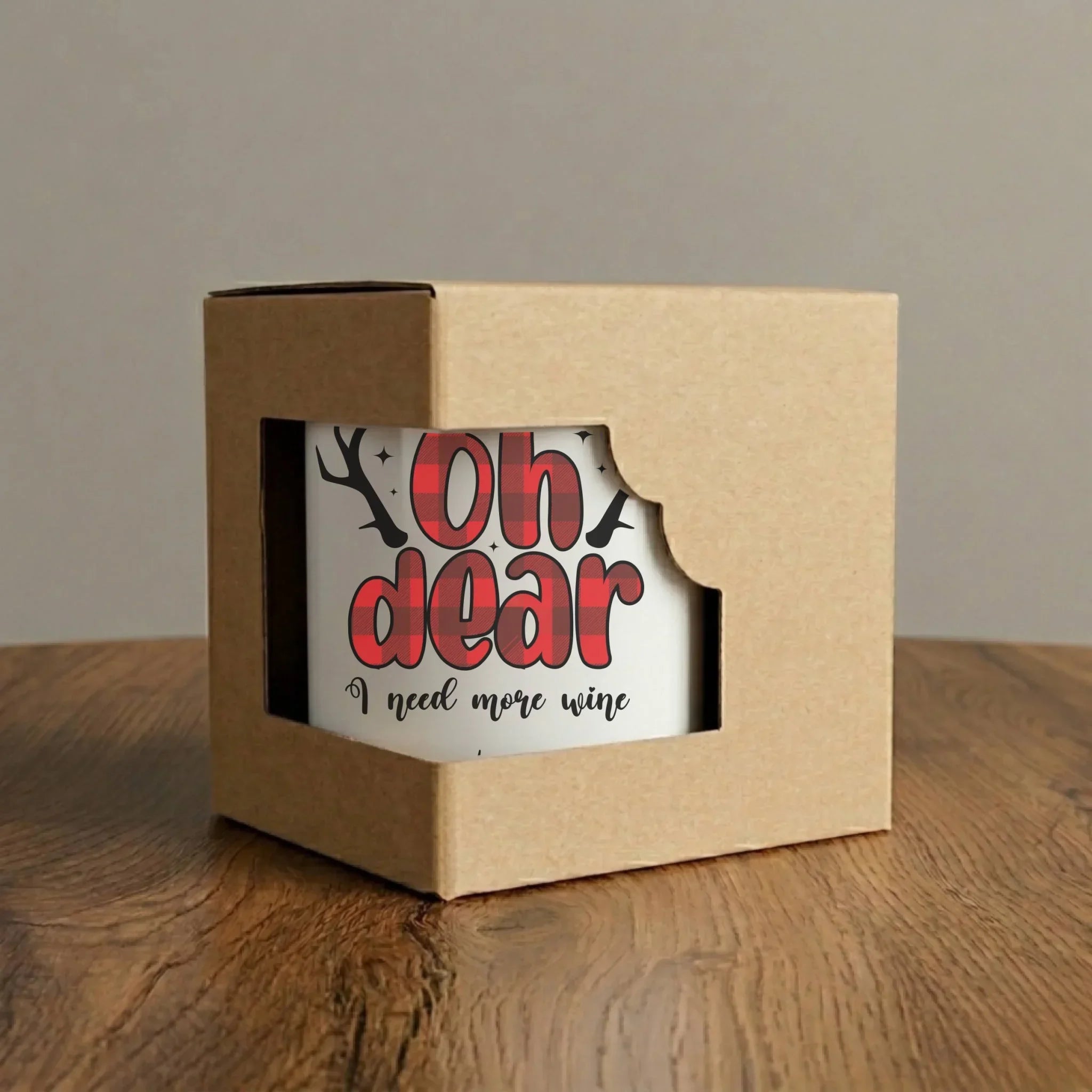 Kubek elegant świąteczny - Oh dear I need more wine - personalizowany BN63 - StoryCups.pl