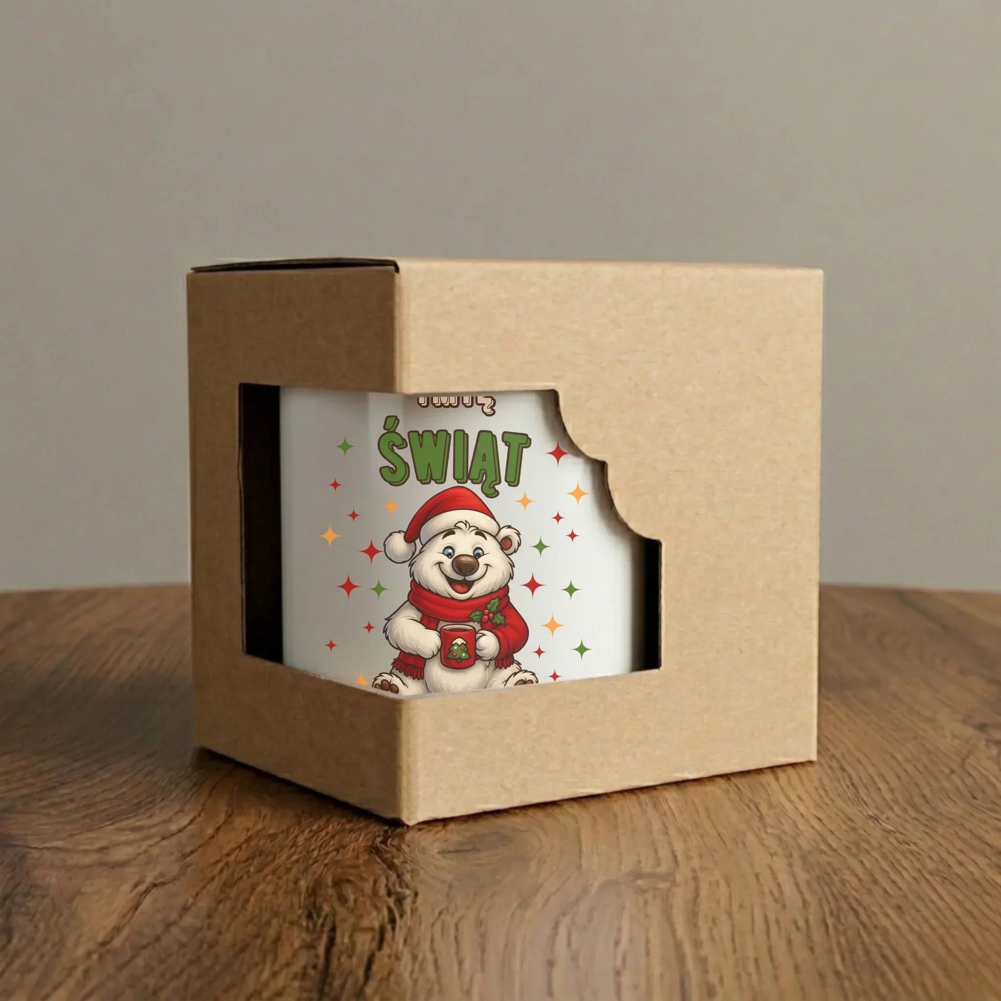 Kubek elegant świąteczny - Misiek Świąt misie chce - personalizowany BN86 - StoryCups.pl