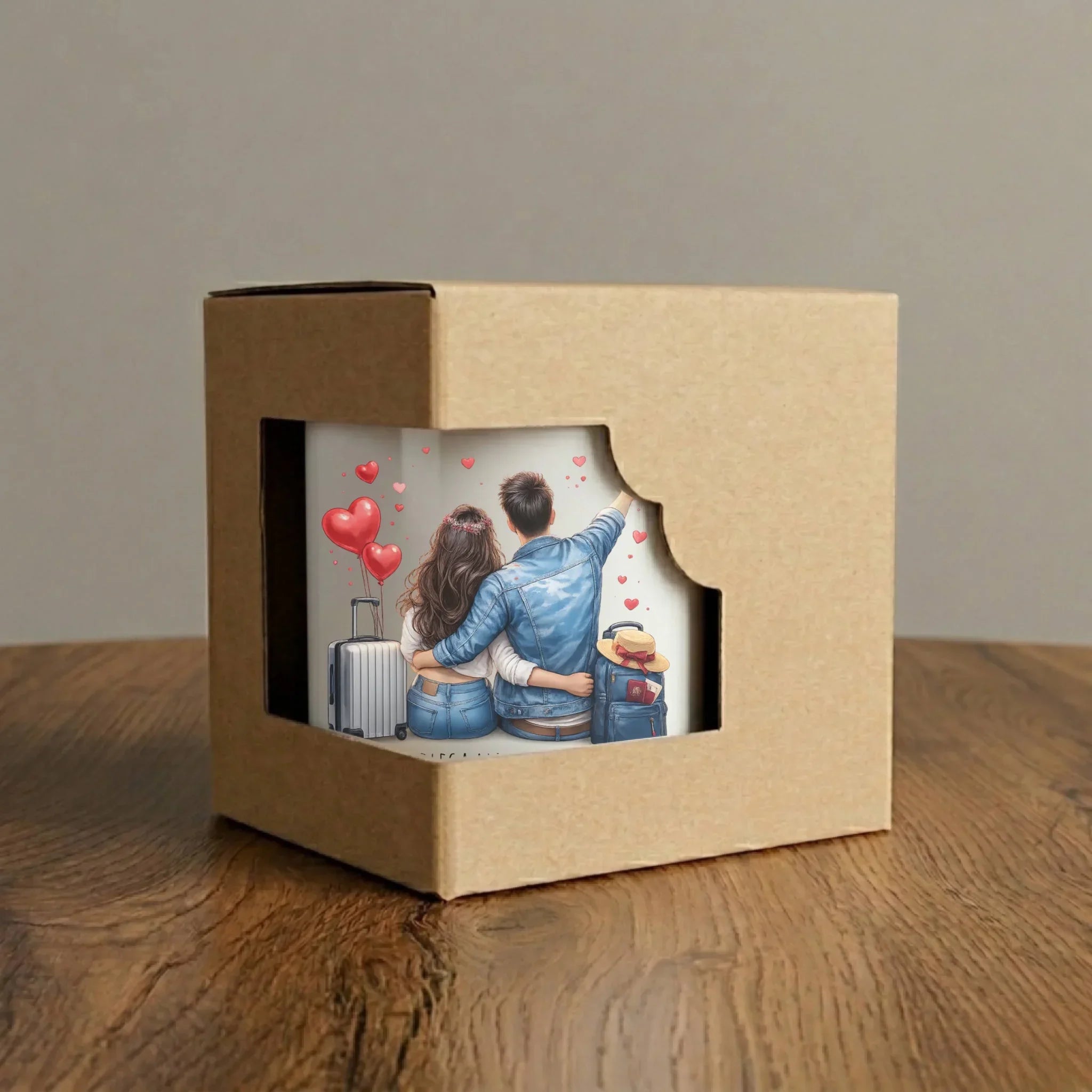 Kubek elegant dla par - Para w podróży miłość - personalizowany W12 - StoryCups.pl