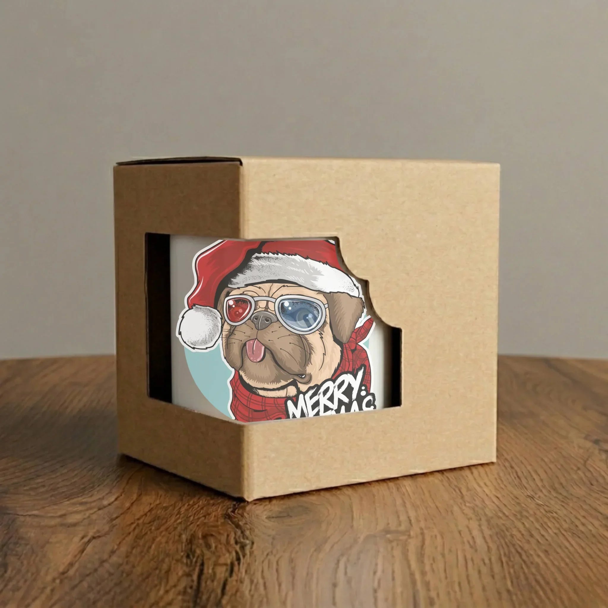 Kubek elegant świąteczny - Mops Merry Christmas BN62 - StoryCups.pl