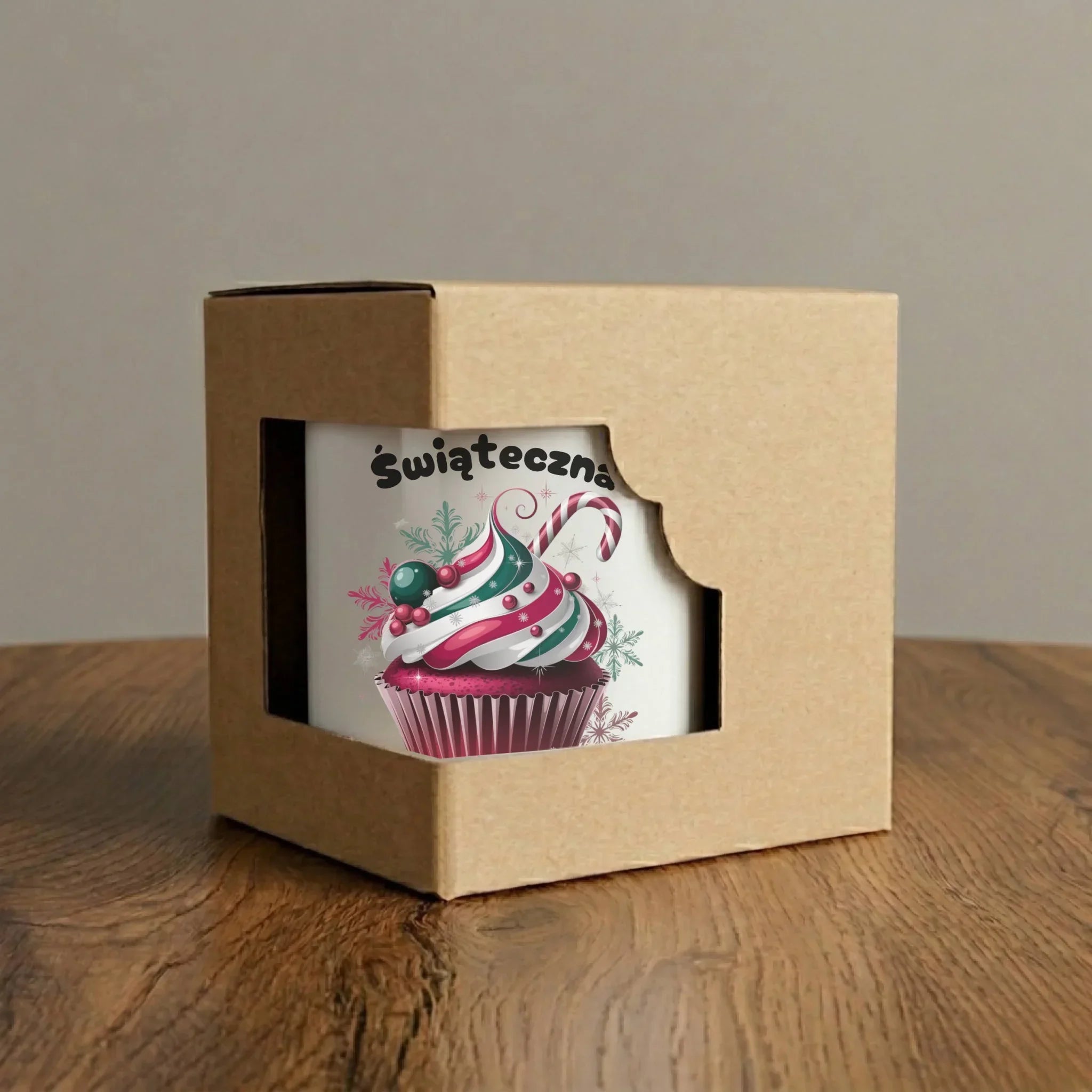 Kubek elegant na święta - Świąteczna babeczka - personalizowany BN30 - StoryCups.pl