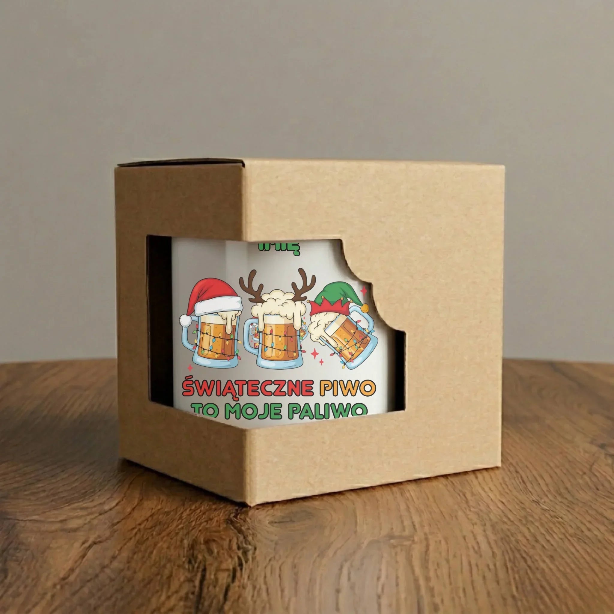 Kubek elegant świąteczny - Świąteczne piwo to moje paliwo - personalizowany BN119 - StoryCups.pl