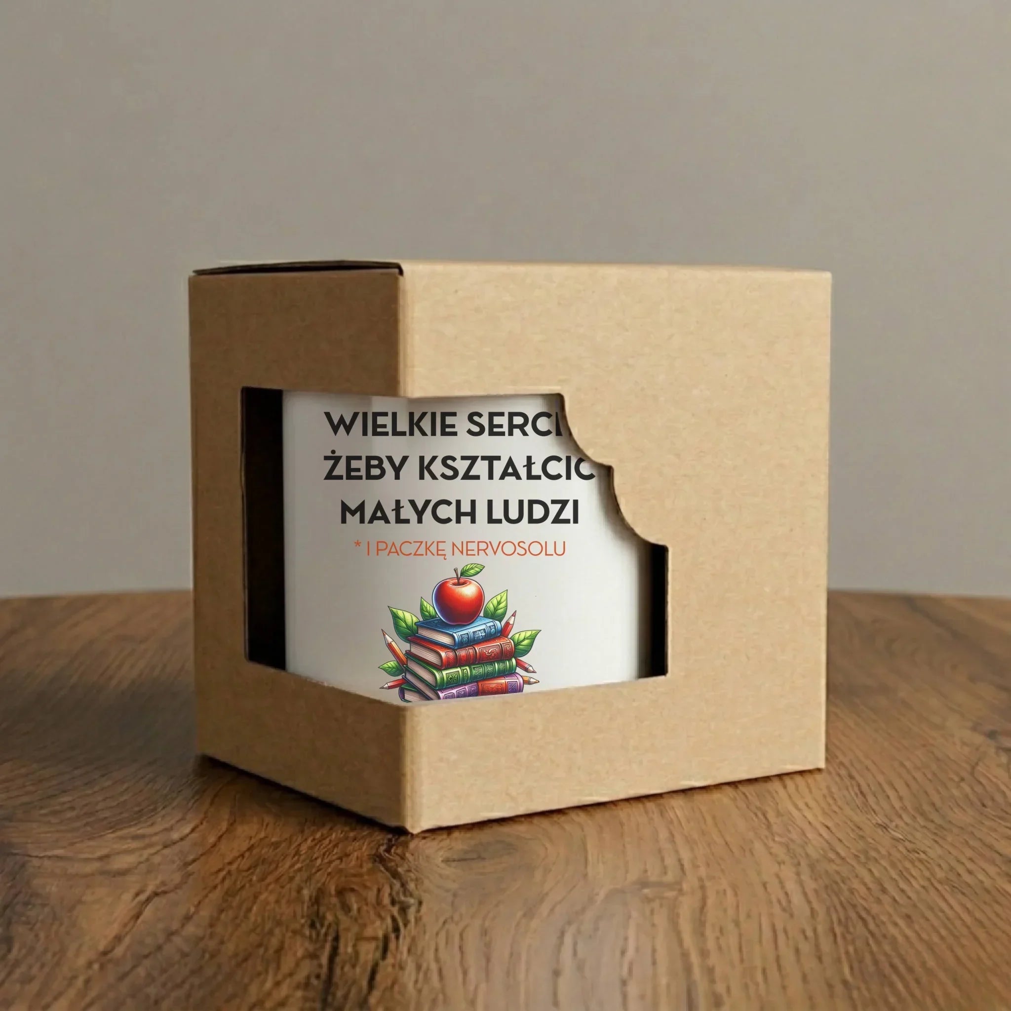 Kubek elegant dla nauczyciela - Trzeba mieć wielkie serce i paczkę nervosolu N73 - StoryCups.pl