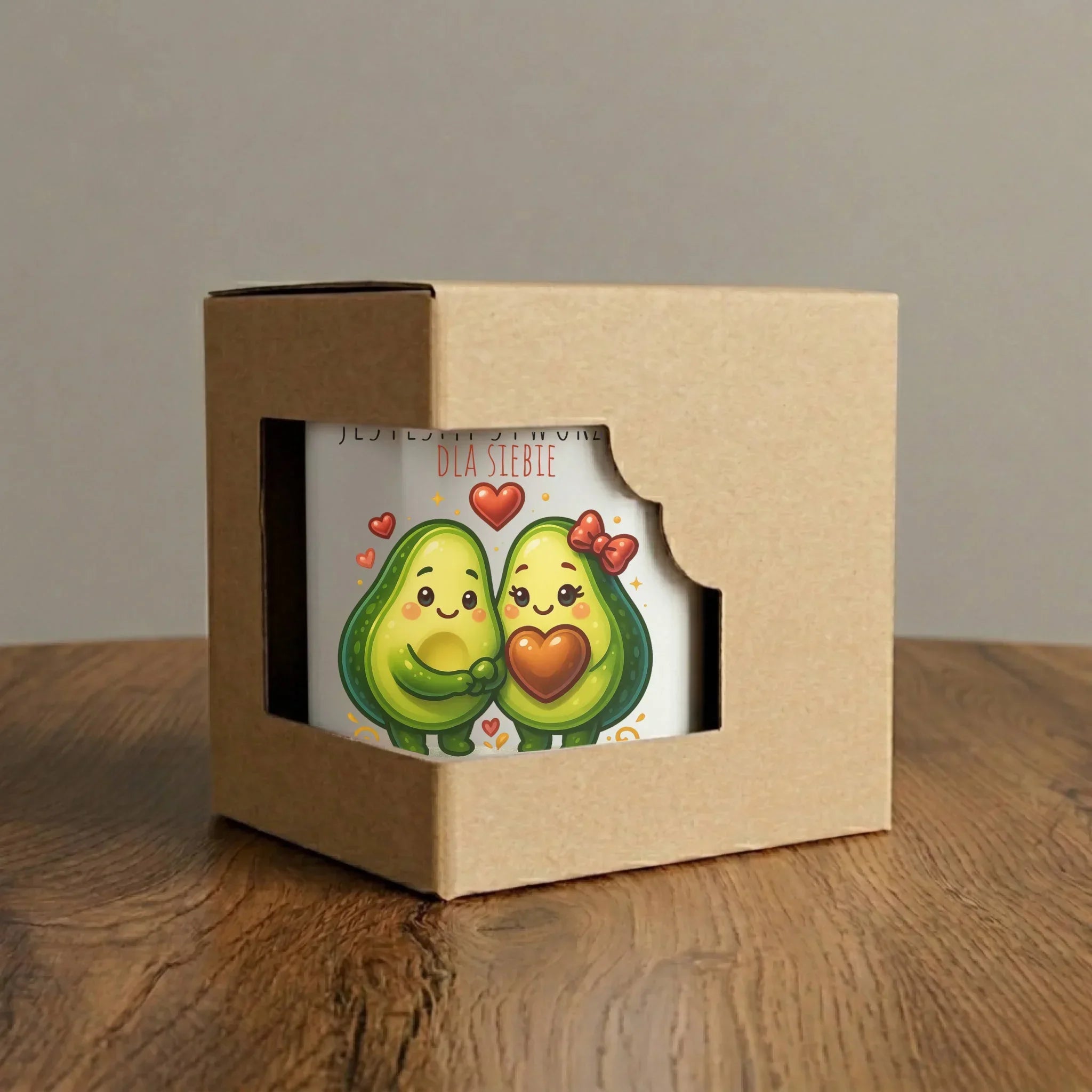 Kubek elegant dla par - Awokado Stworzeni dla siebie - personalizowany W91 - StoryCups.pl