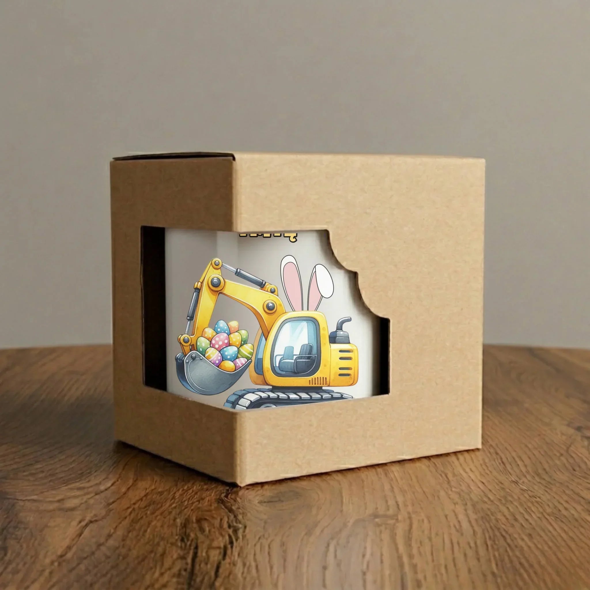 Kubek elegant na Wielkanoc - Koparka z pisankami - personalizowany WN17 - StoryCups.pl