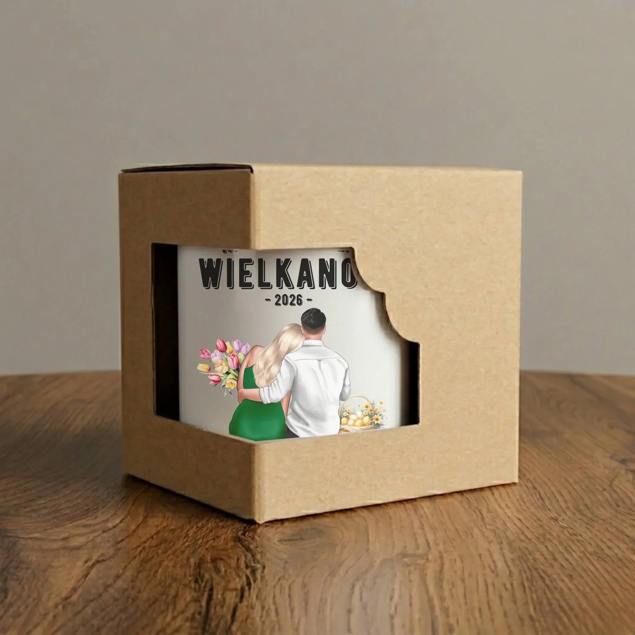 Kubek elegant wielkanocny dla par - Nasza pierwsza Wielkanoc - personalizowany WN16 - StoryCups.pl