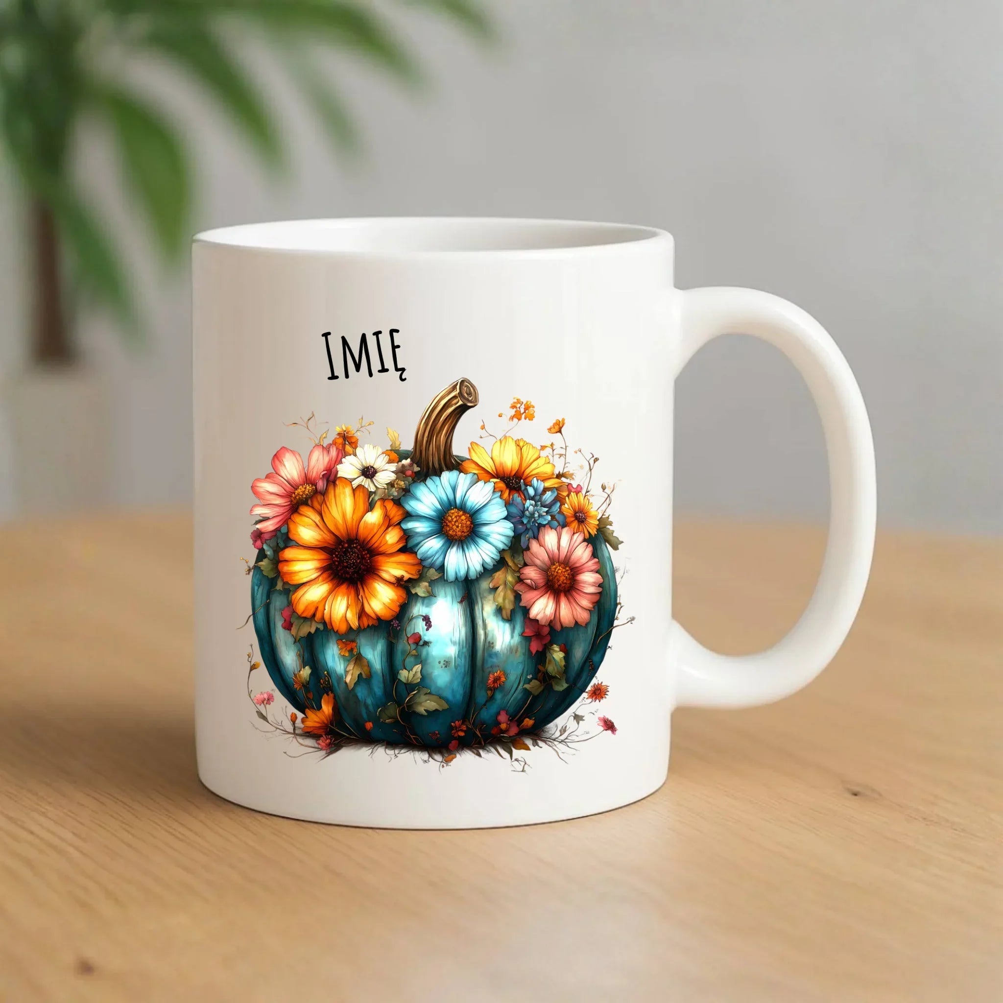 Kubek jesienny - Kwiatowa dynia - personalizowany JS27 - StoryCups.pl