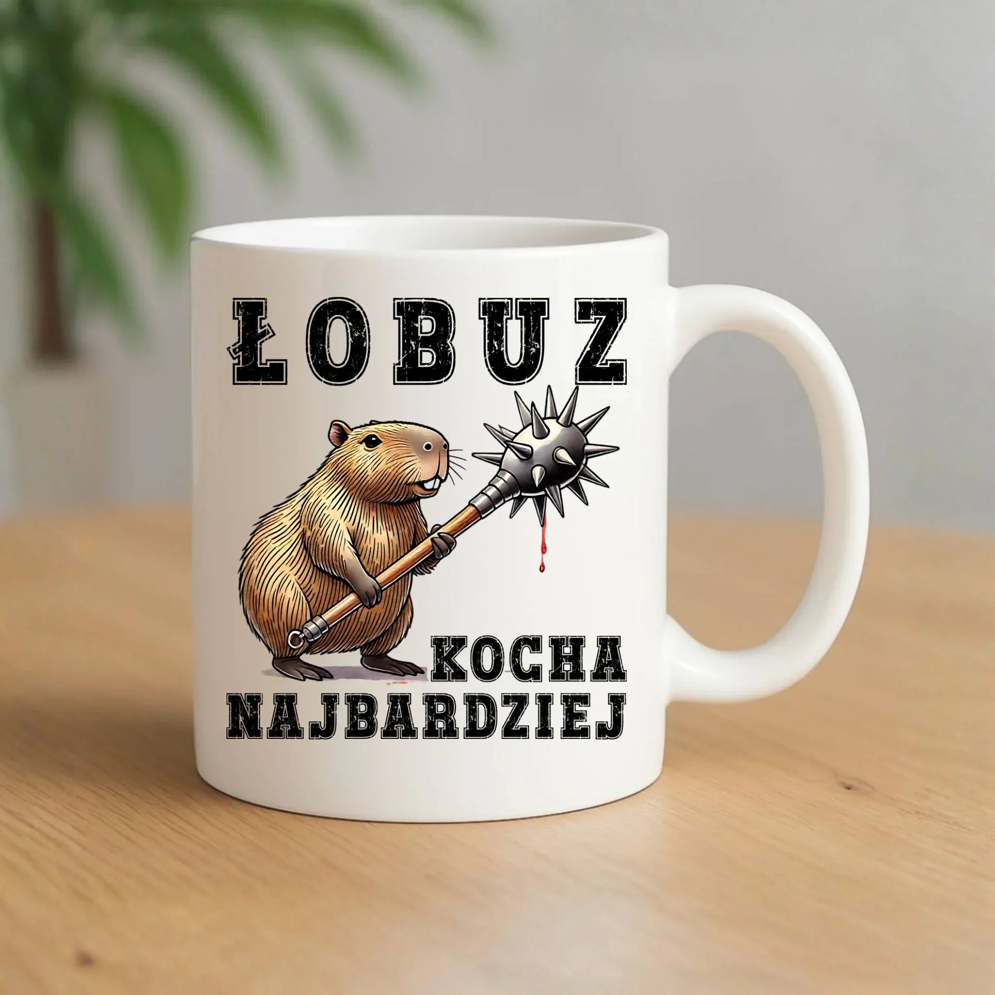 Kubek - prezent dla chłopaka - Łobuz kapibara z maczugą DCH17 - StoryCups.pl