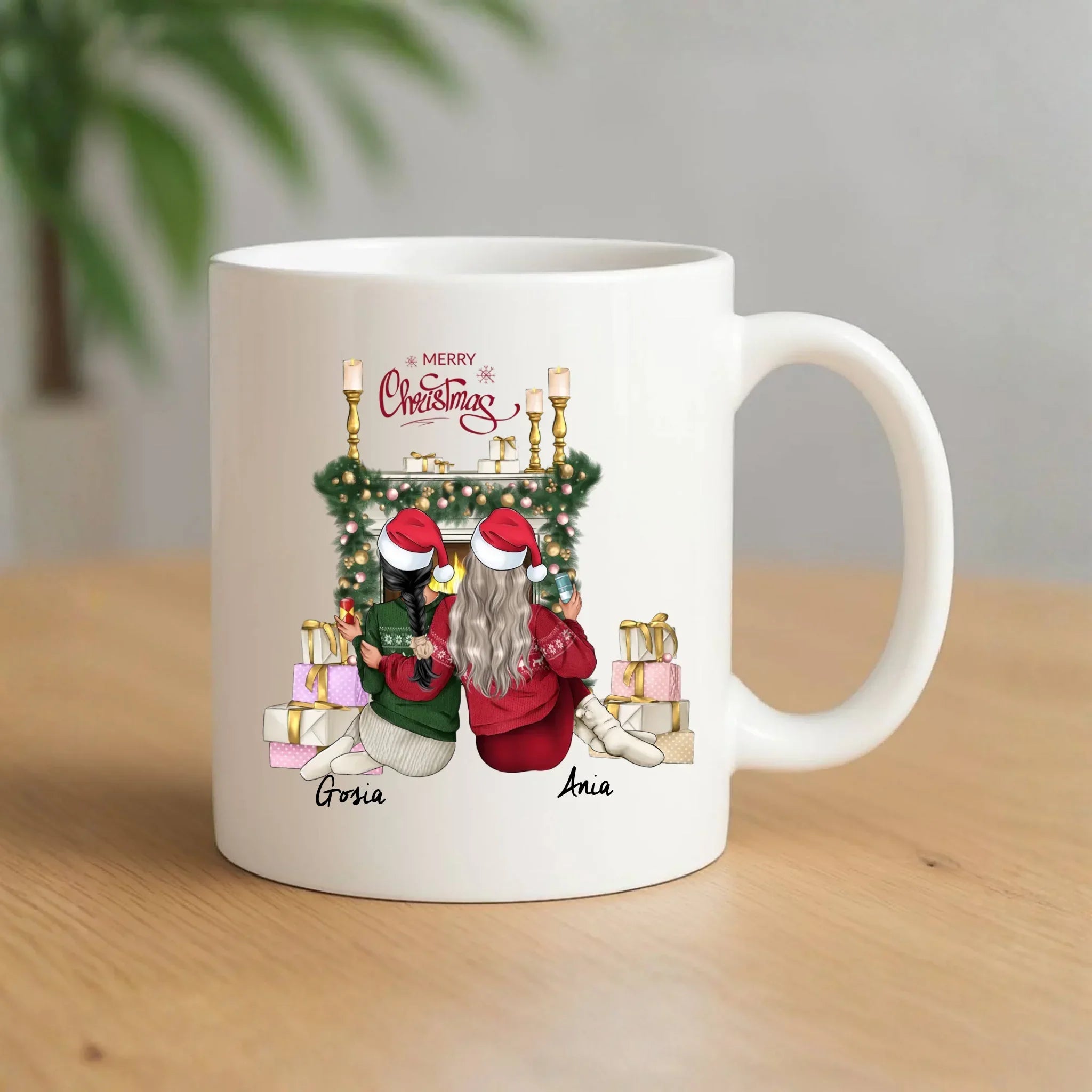 Kubek świąteczny - prezent dla przyjaciółki - personalizowane postacie 2-4 osoby PR04 - StoryCups.pl