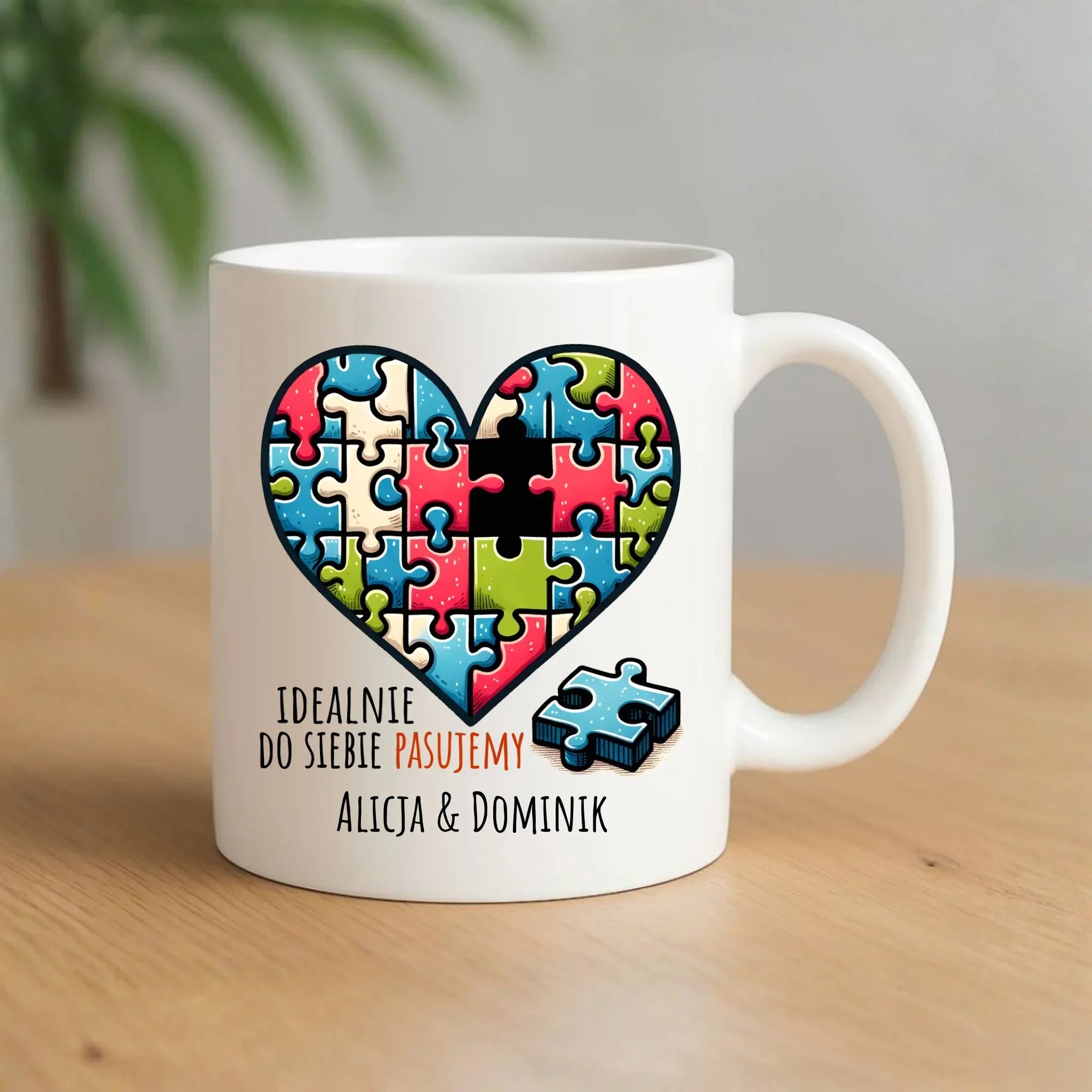 Kubek dla par - Idealnie do siebie pasujemy - personalizowany W44 - StoryCups.pl