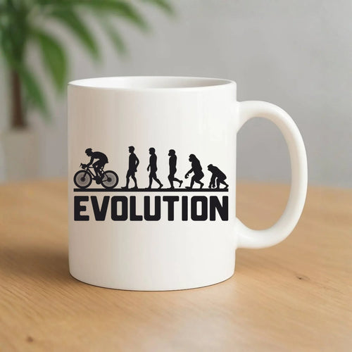 Ewolucja rowerzysty | Kubek z rowerem HR04 - StoryCups.pl