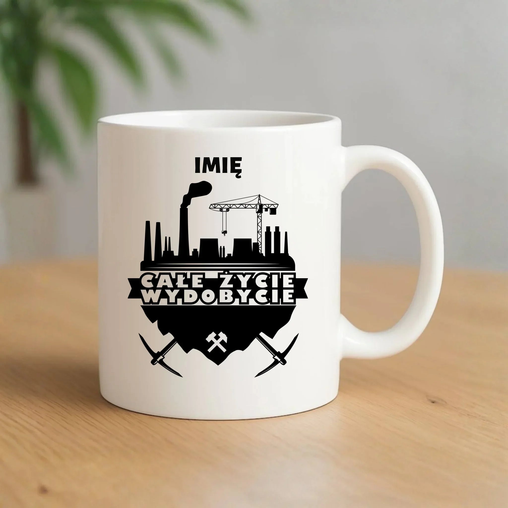Kubek - prezent dla górnika - Całe życie wydobycie - personalizowany G09 - StoryCups.pl