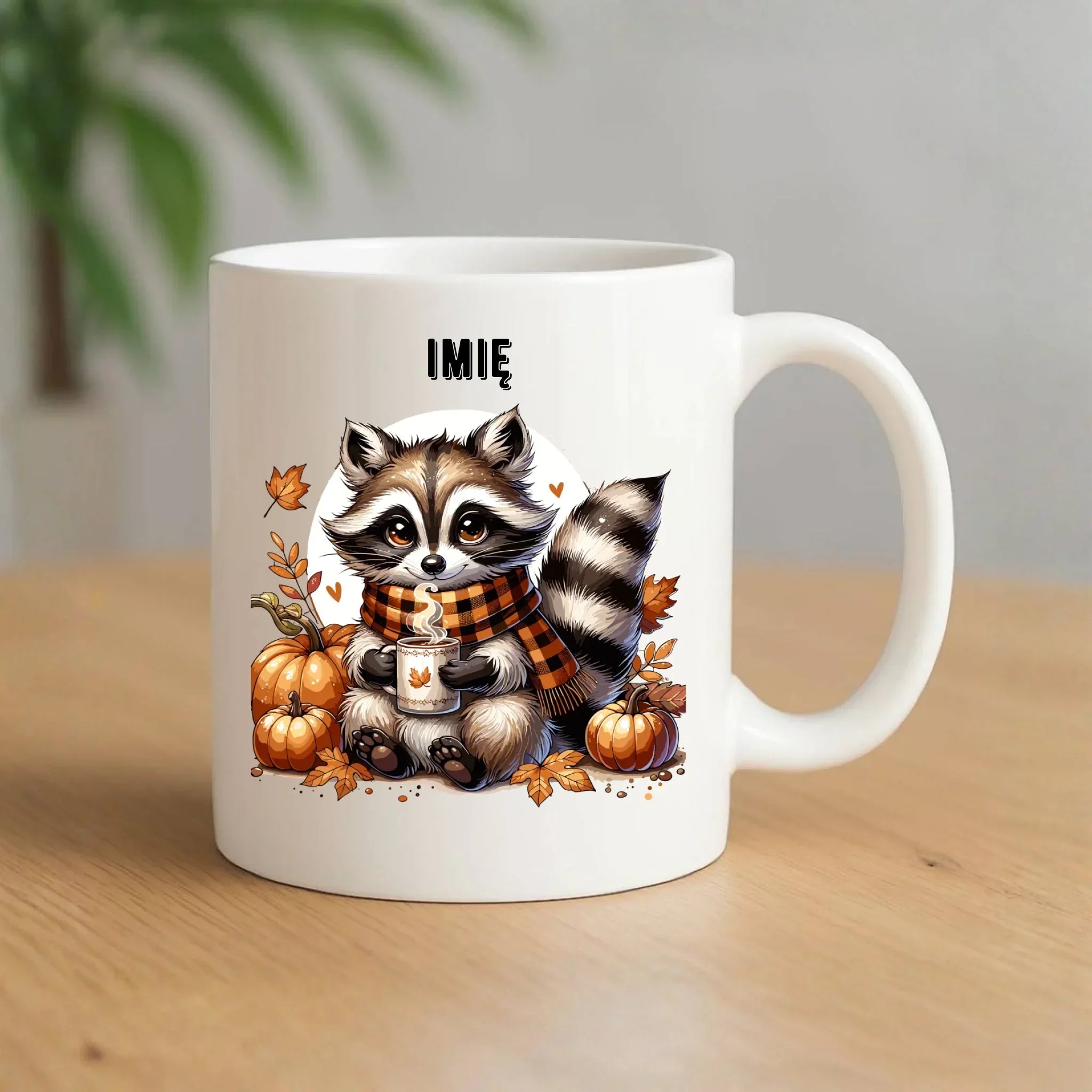 Kubek jesienny – Szop z kawą i dyniami - personalizowany JS16 - StoryCups.pl