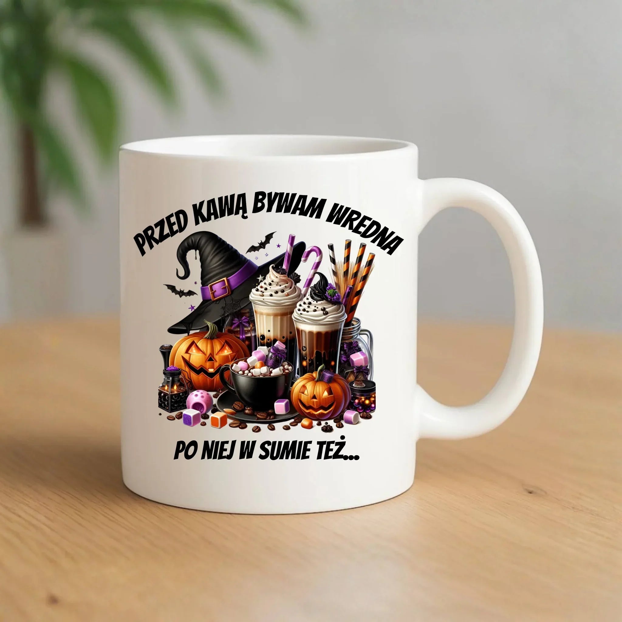 Kubek Halloween – Przed kawą bywam wredna, po niej w sumie też HL30 - StoryCups.pl