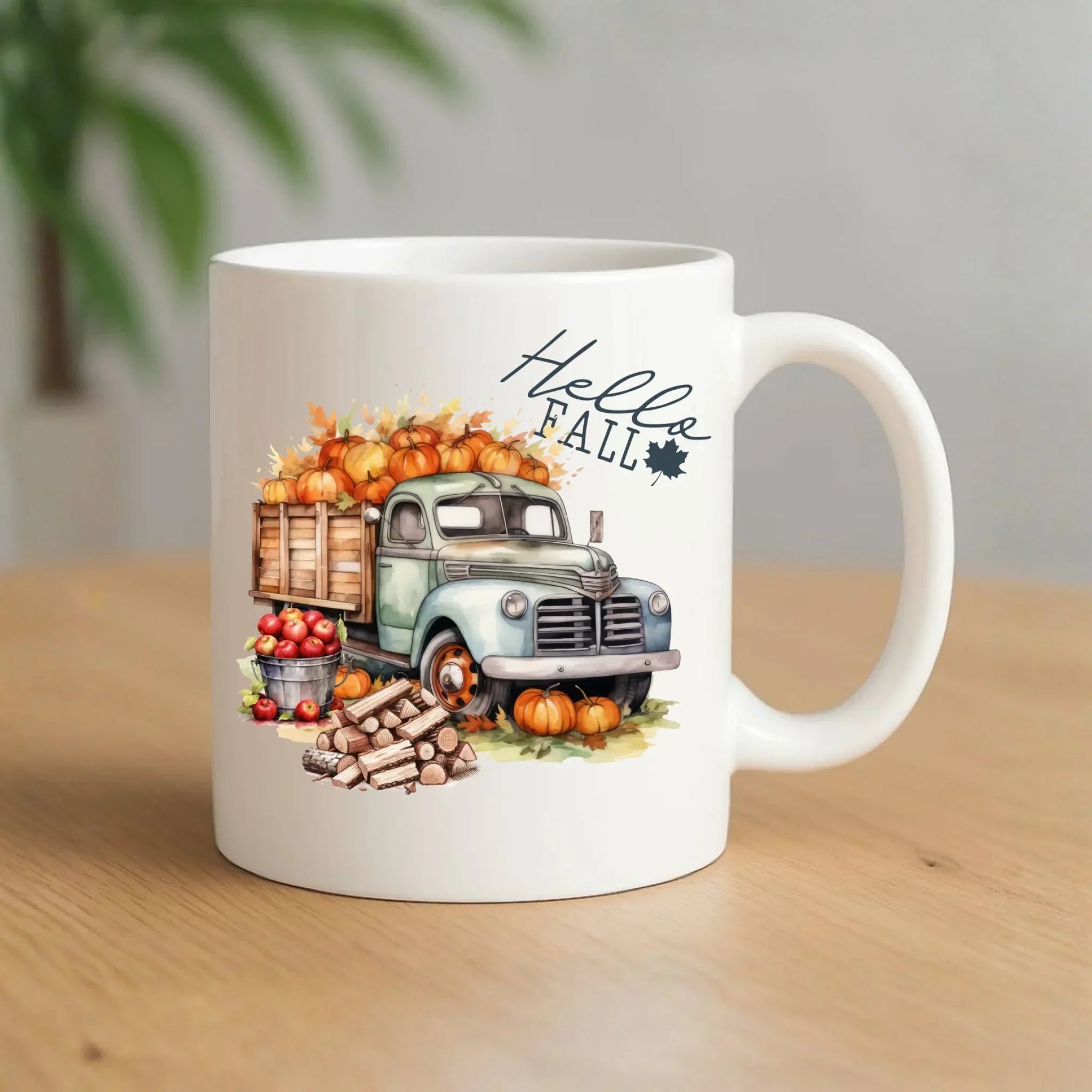 Kubek jesień – Hello Fall ciężarówka z dyniami JS08 - StoryCups.pl
