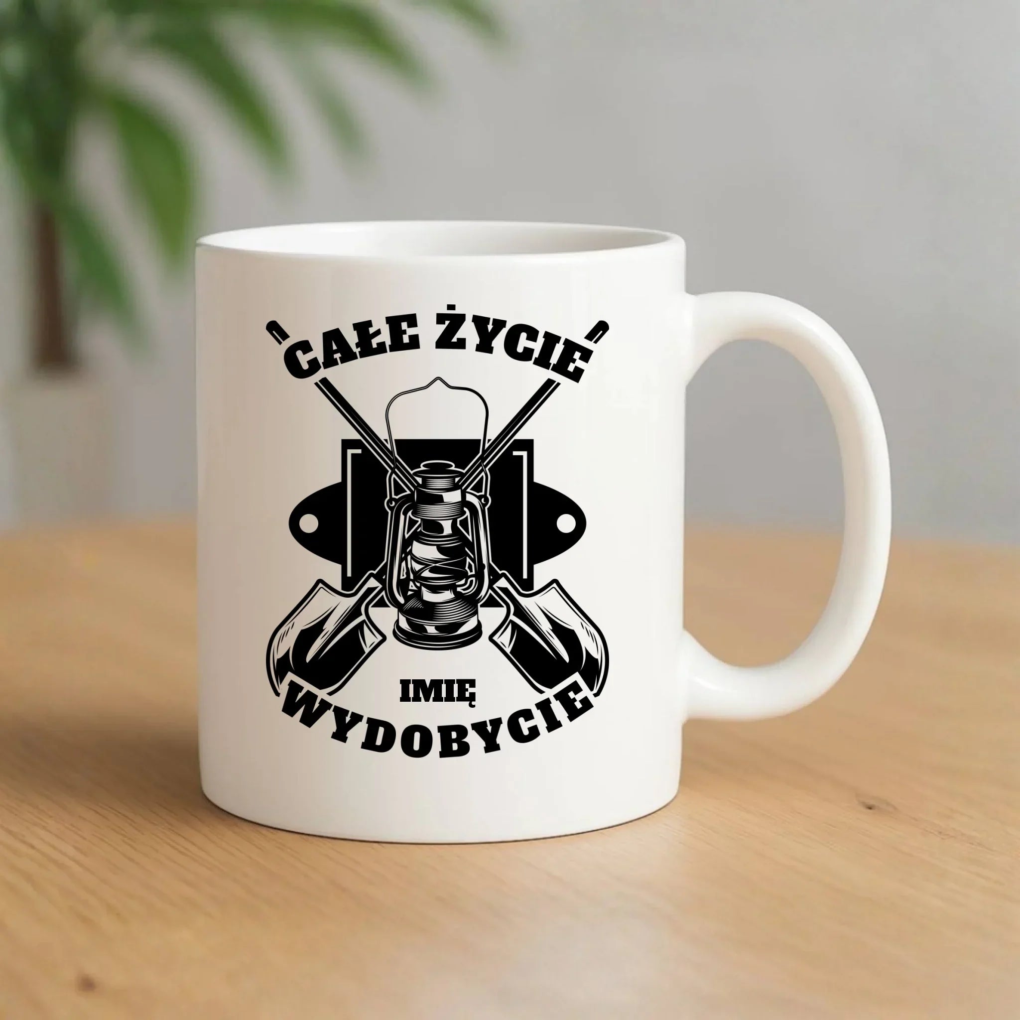 Kubek - prezent dla górnika - Całe życie wydobycie - personalizowany G01 - StoryCups.pl
