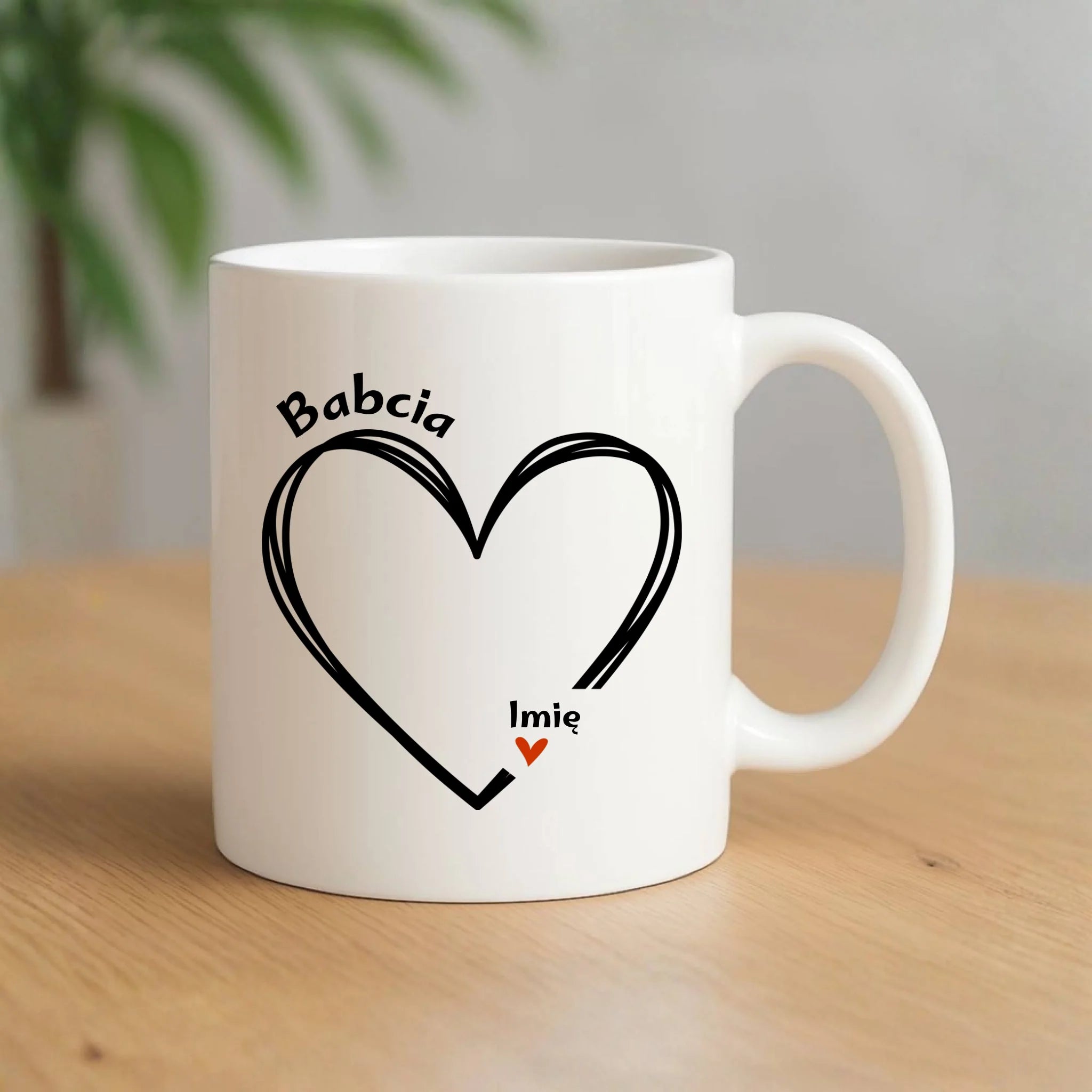 Kubek dla babci - Serce z imionami wnuków 1-7 - personalizowany B26