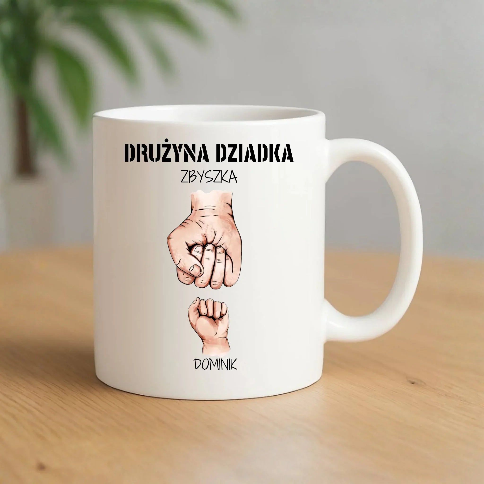 Kubek dla dziadka - Drużyna dziadka 1-6 imion wnuków - personalizowany D07 - StoryCups.pl