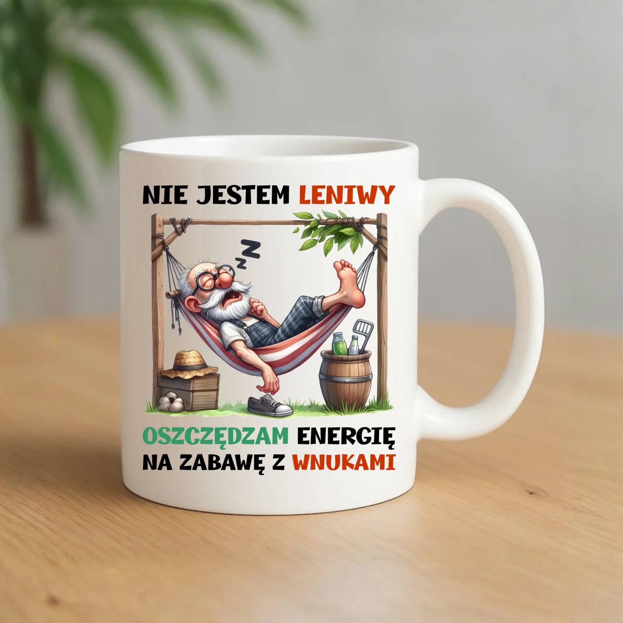 Kubek dla dziadka - Nie jestem leniwy oszczędzam energię D39 - StoryCups.pl