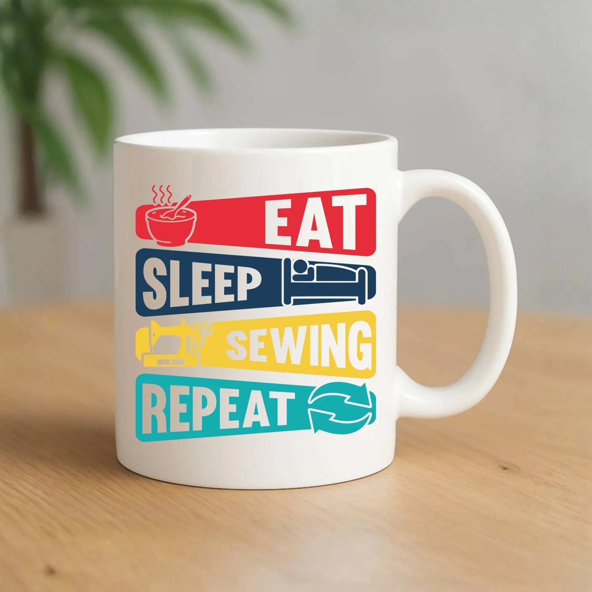 Kubek szyciowy dla krawcowej – Eat sleep sewing repeat HS21 - StoryCups.pl