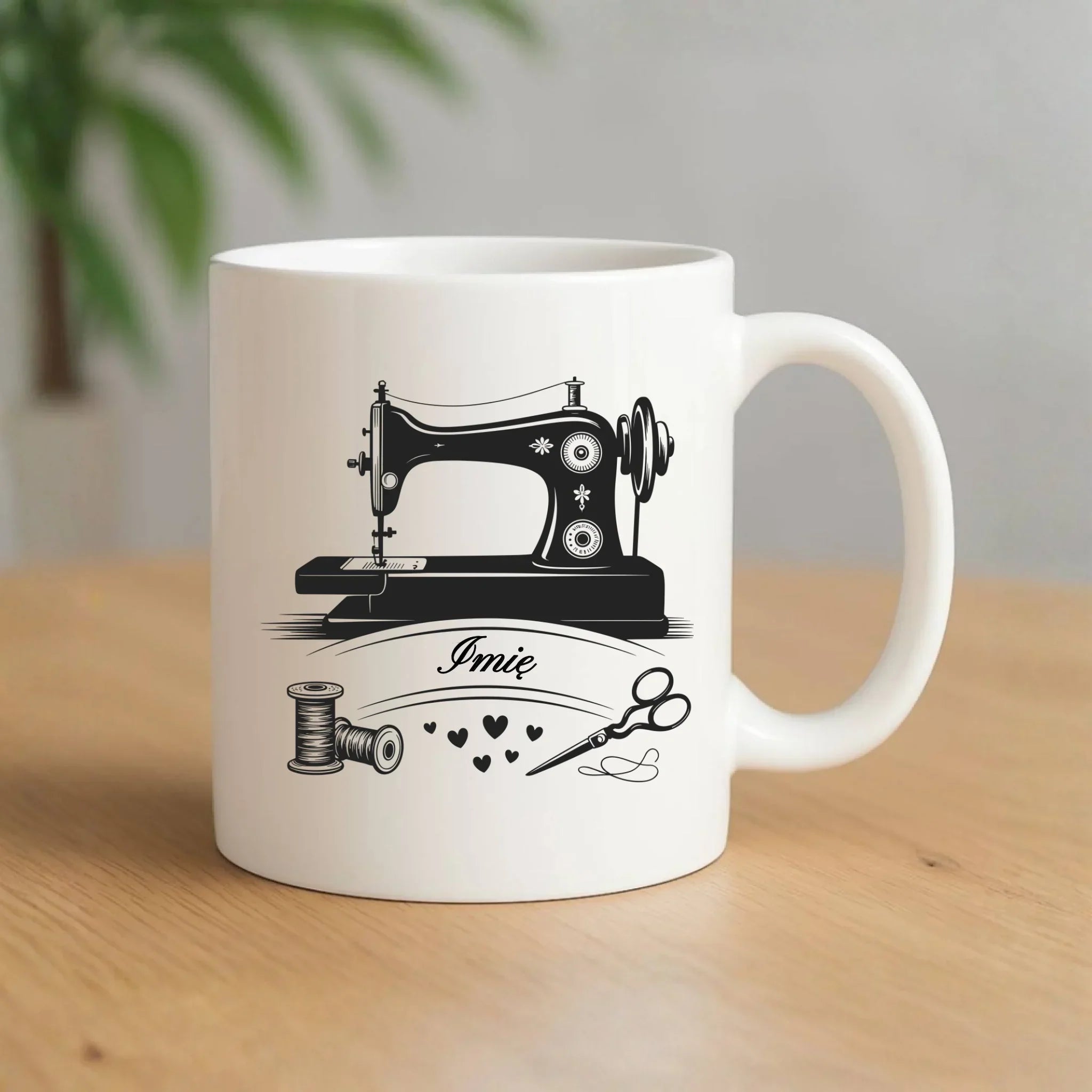 Kubek szyciowy dla krawcowej – Maszyna vintage- personalizowany HS34 - StoryCups.pl