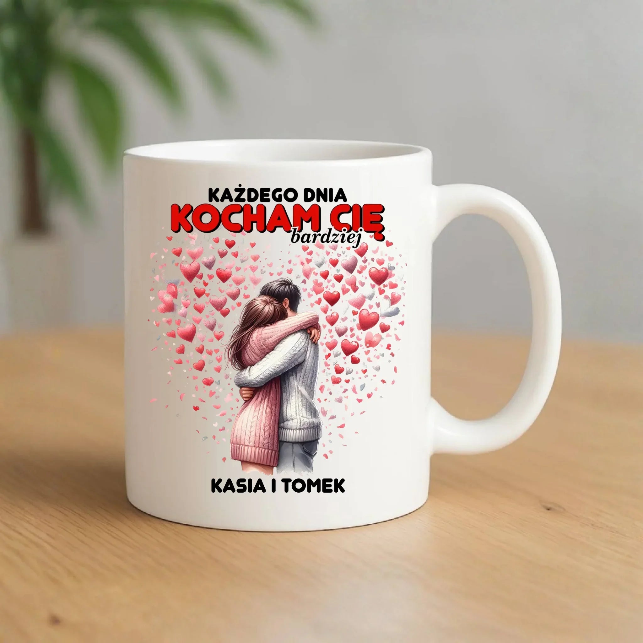 Kubek dla par - Każdego dnia kocham Cię bardziej - personalizowany W09 - StoryCups.pl
