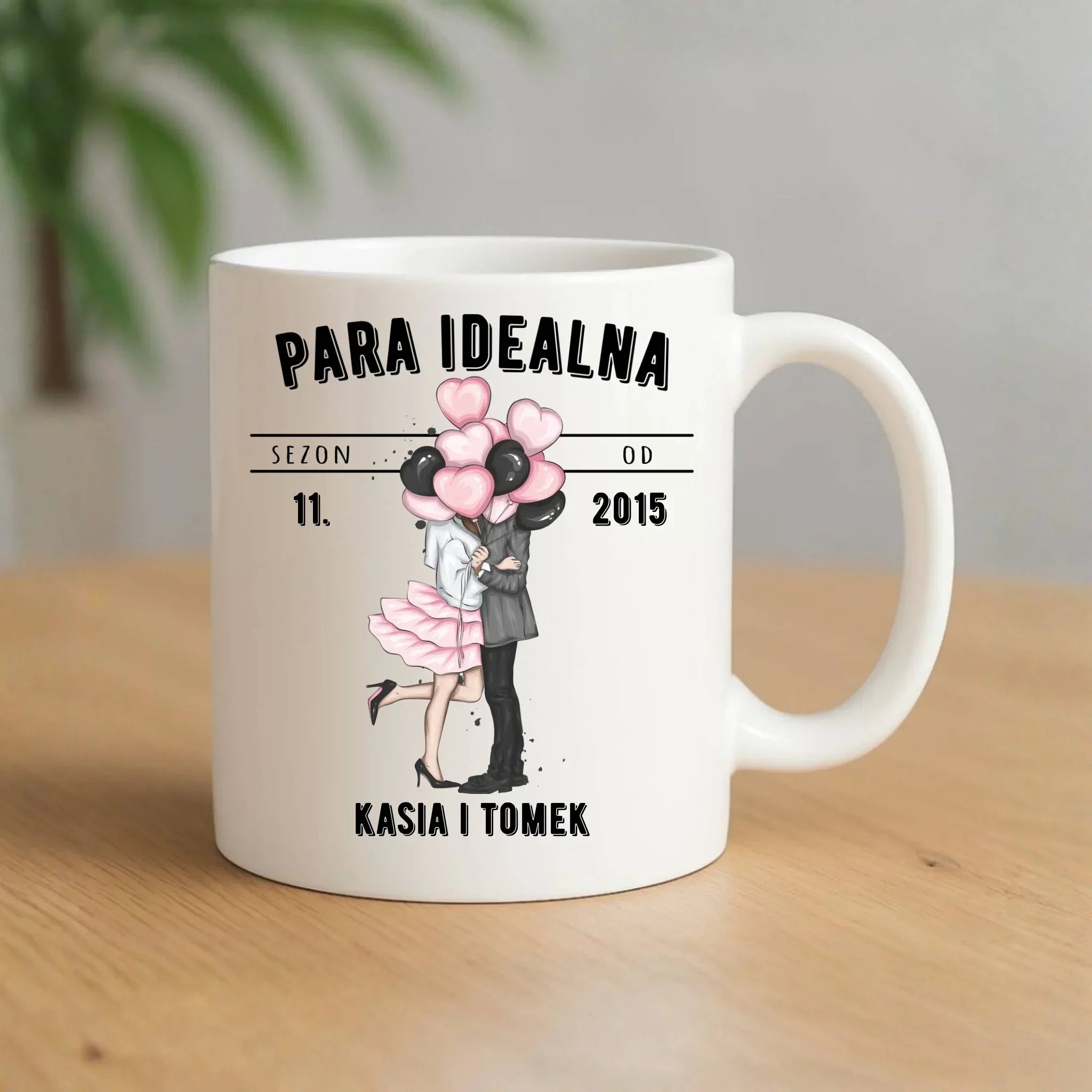 Kubek dla par na rocznicę - Para idealna - personalizowany W11 - StoryCups.pl