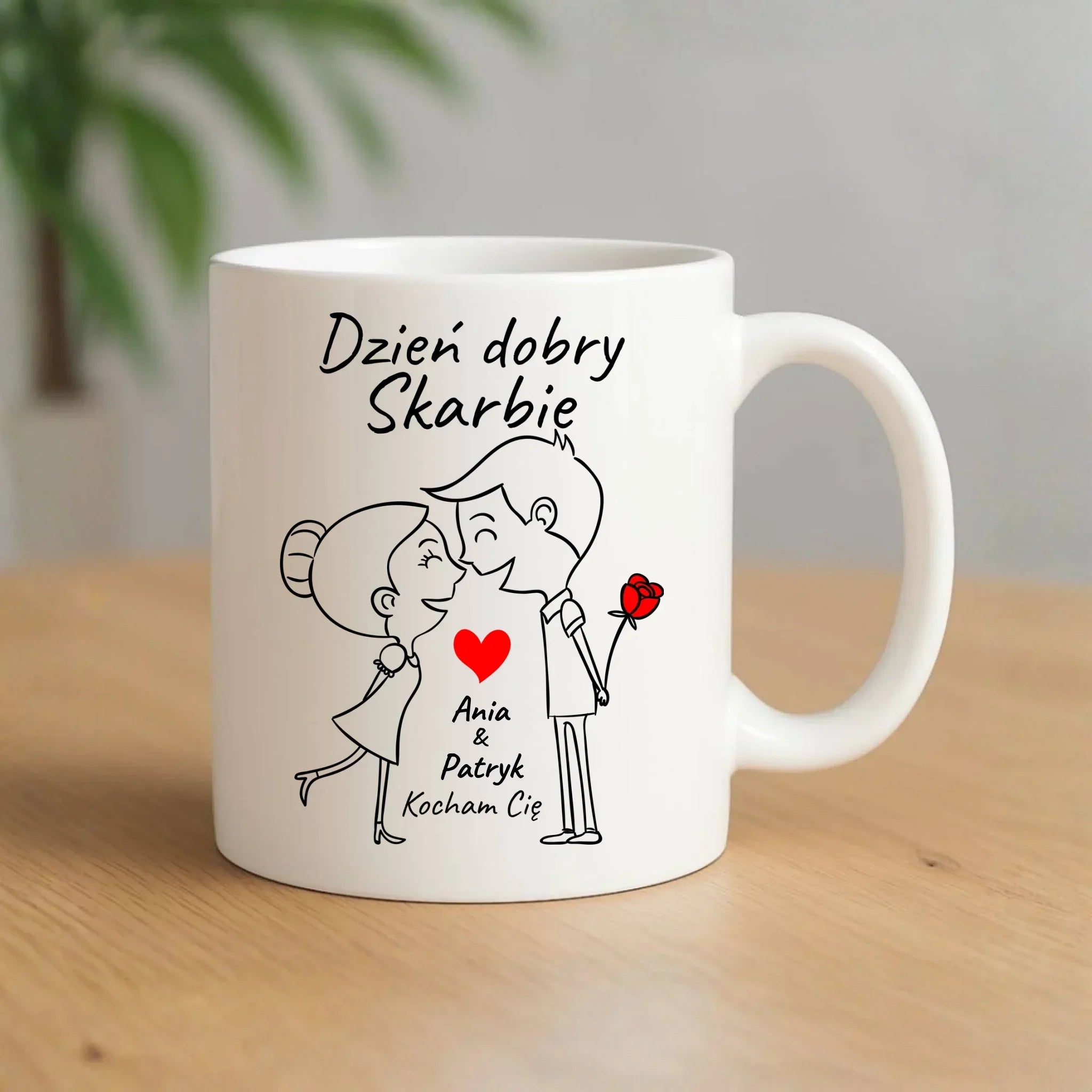 Kubek dla par - Dzień dobry Skarbie - personalizowany W15 - StoryCups.pl
