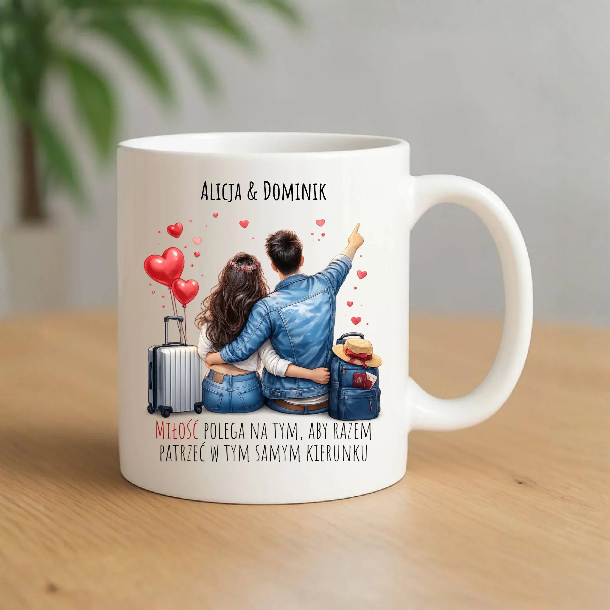 Kubek dla par - Para w podróży miłość - personalizowany W12 - StoryCups.pl