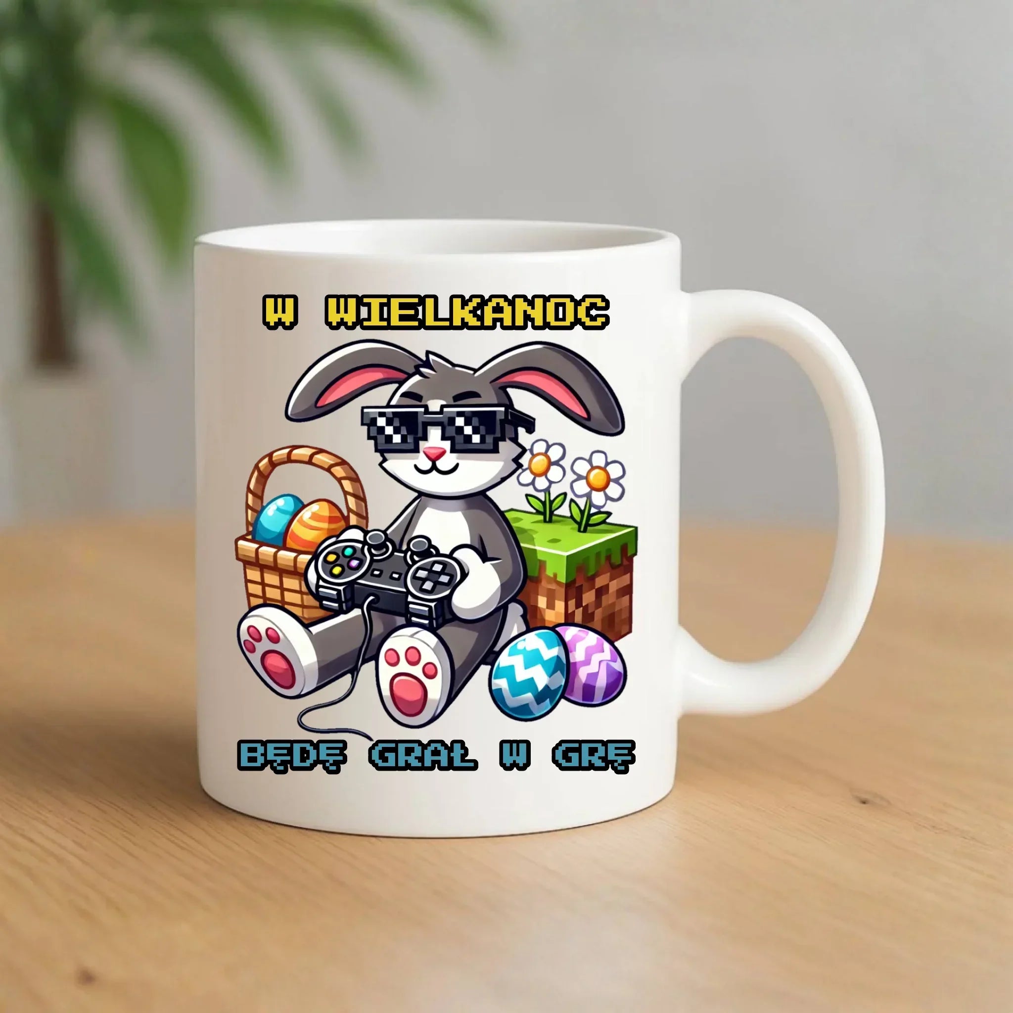Kubek Wielkanocny - Zajączek w stylu Minecraft Gamer WN22 - StoryCups.pl