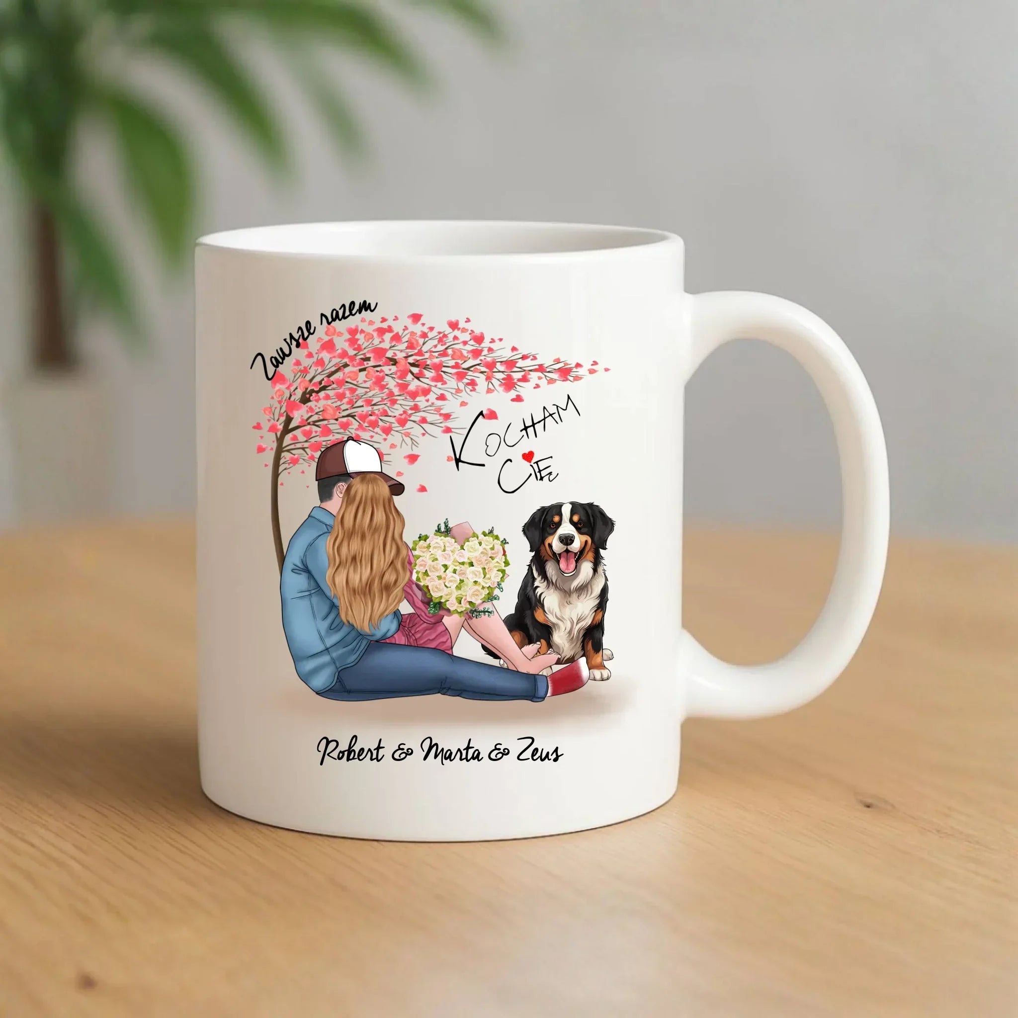 Kubek dla par + Berneńczyk - Zawsze razem - personalizowany W04A - StoryCups.pl