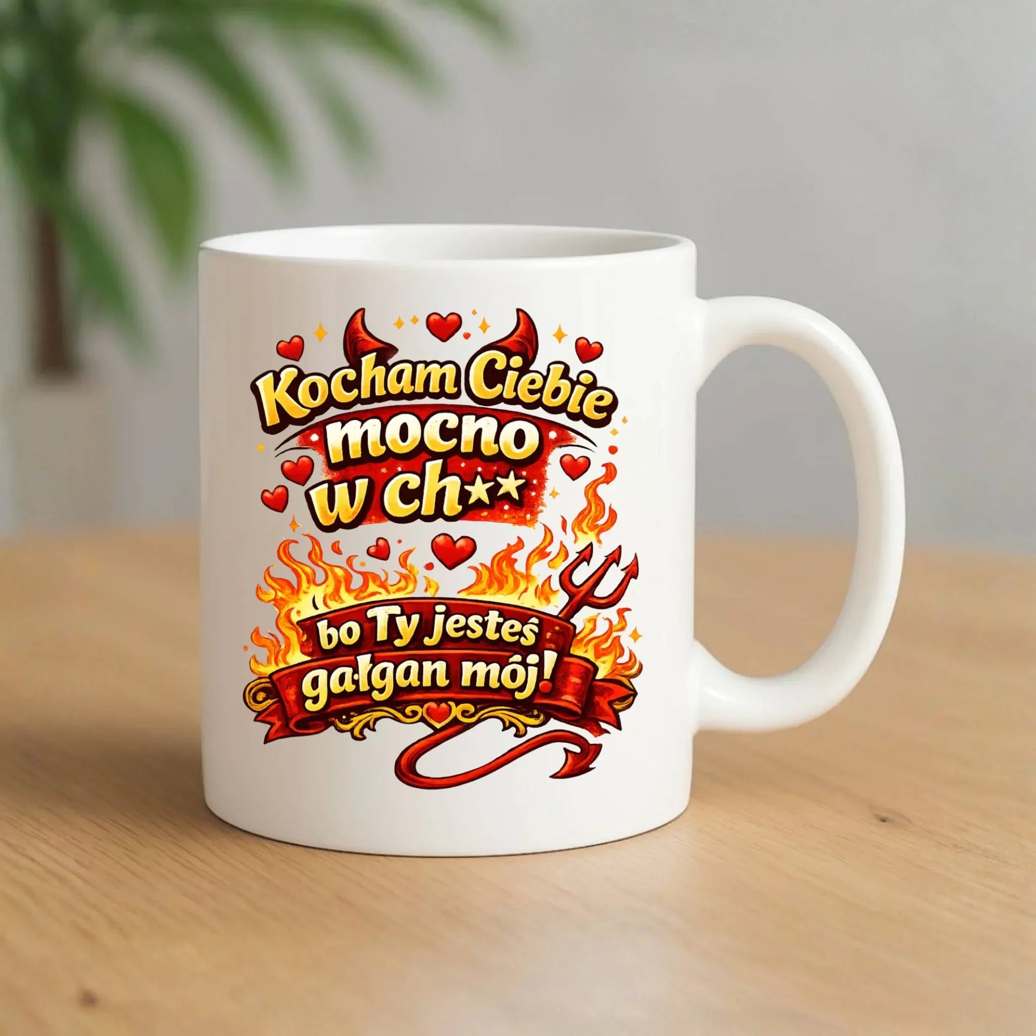 Kubek dla par - Kocham Ciebie mocno w ch** bo Ty jesteś gałgan mój W82 - StoryCups.pl