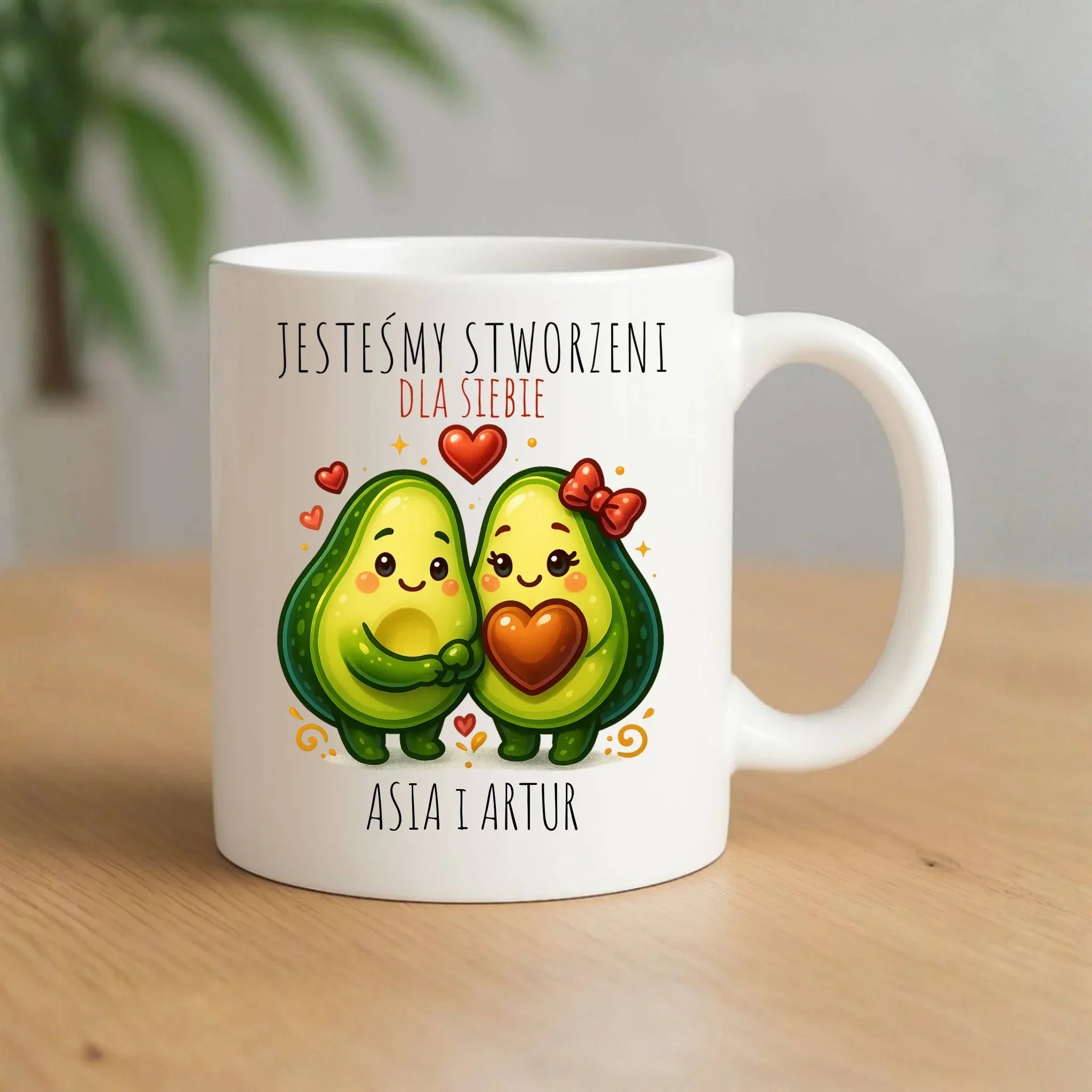 Kubek dla par - Awokado Stworzeni dla siebie - personalizowany W91 - StoryCups.pl