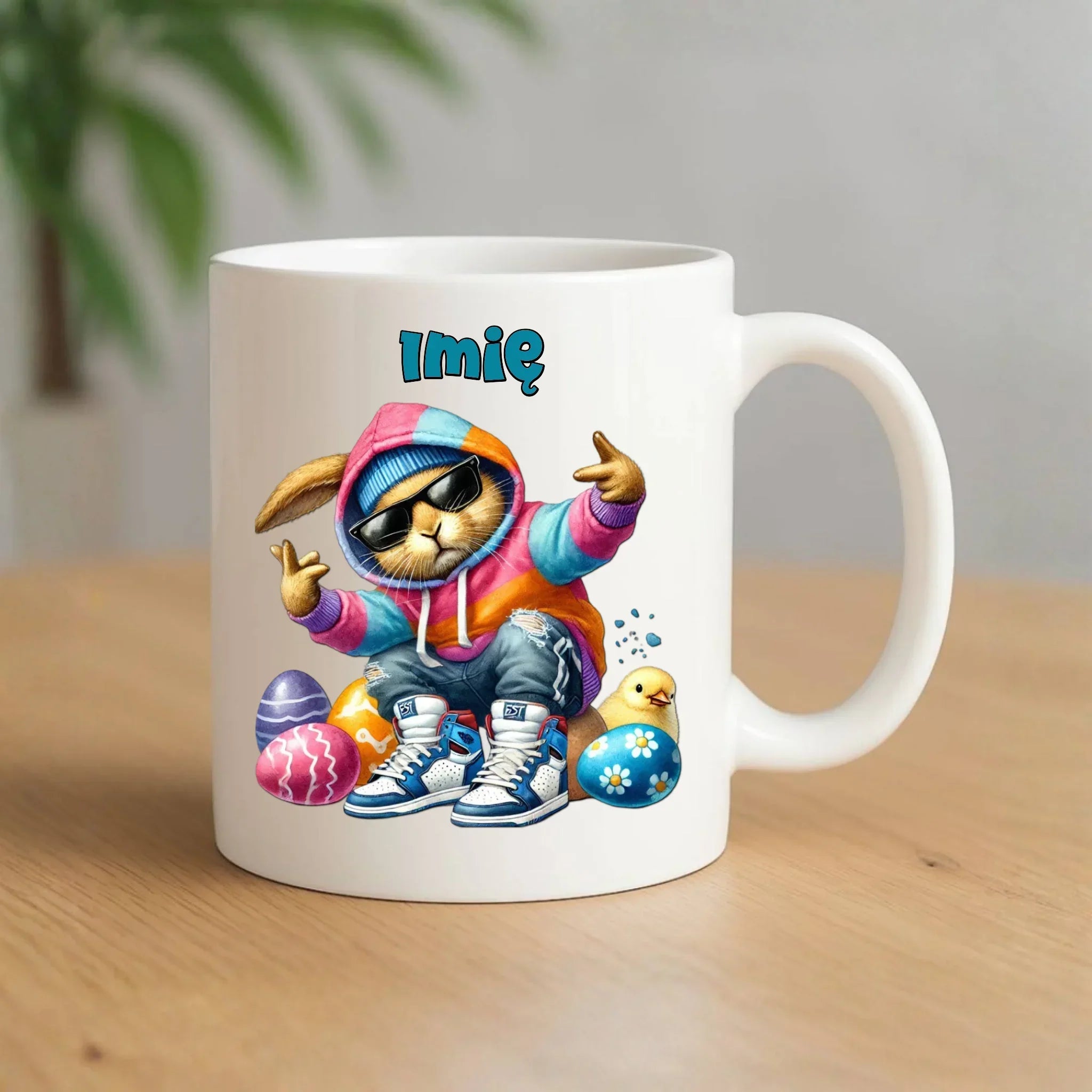 Kubek na Wielkanoc - Sigma Zając w pisankach - Prezent personalizowany WN04 - StoryCups.pl