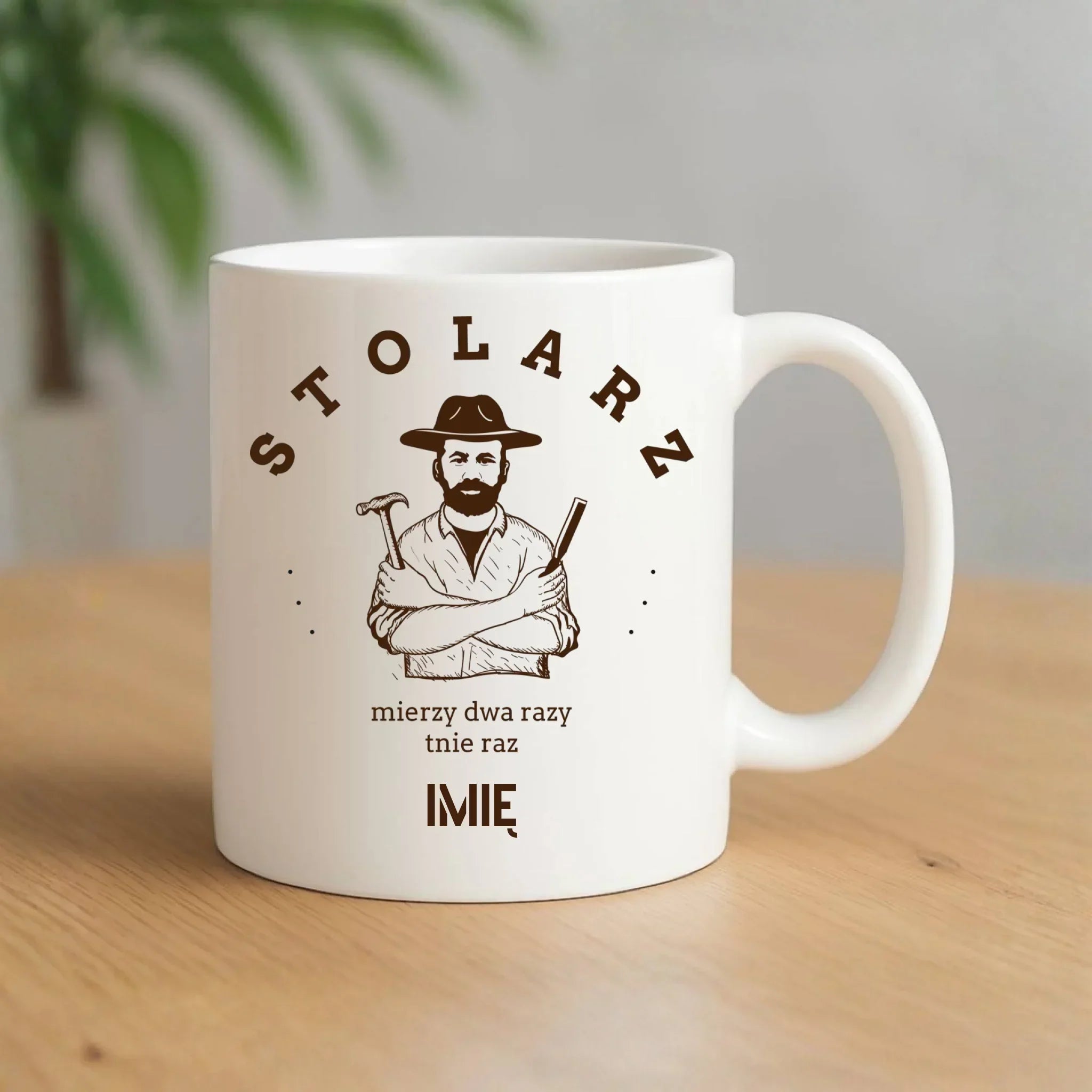 Kubek dla stolarza - Mierzy dwa razy tnie raz - personalizowany ZS02 - StoryCups.pl