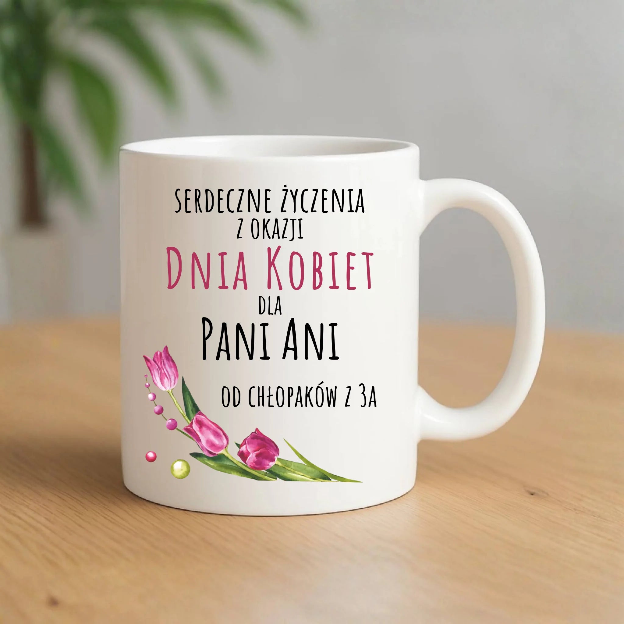 Kubek na Dzień Kobiet - Serdeczne życzenia - personalizowany DK01