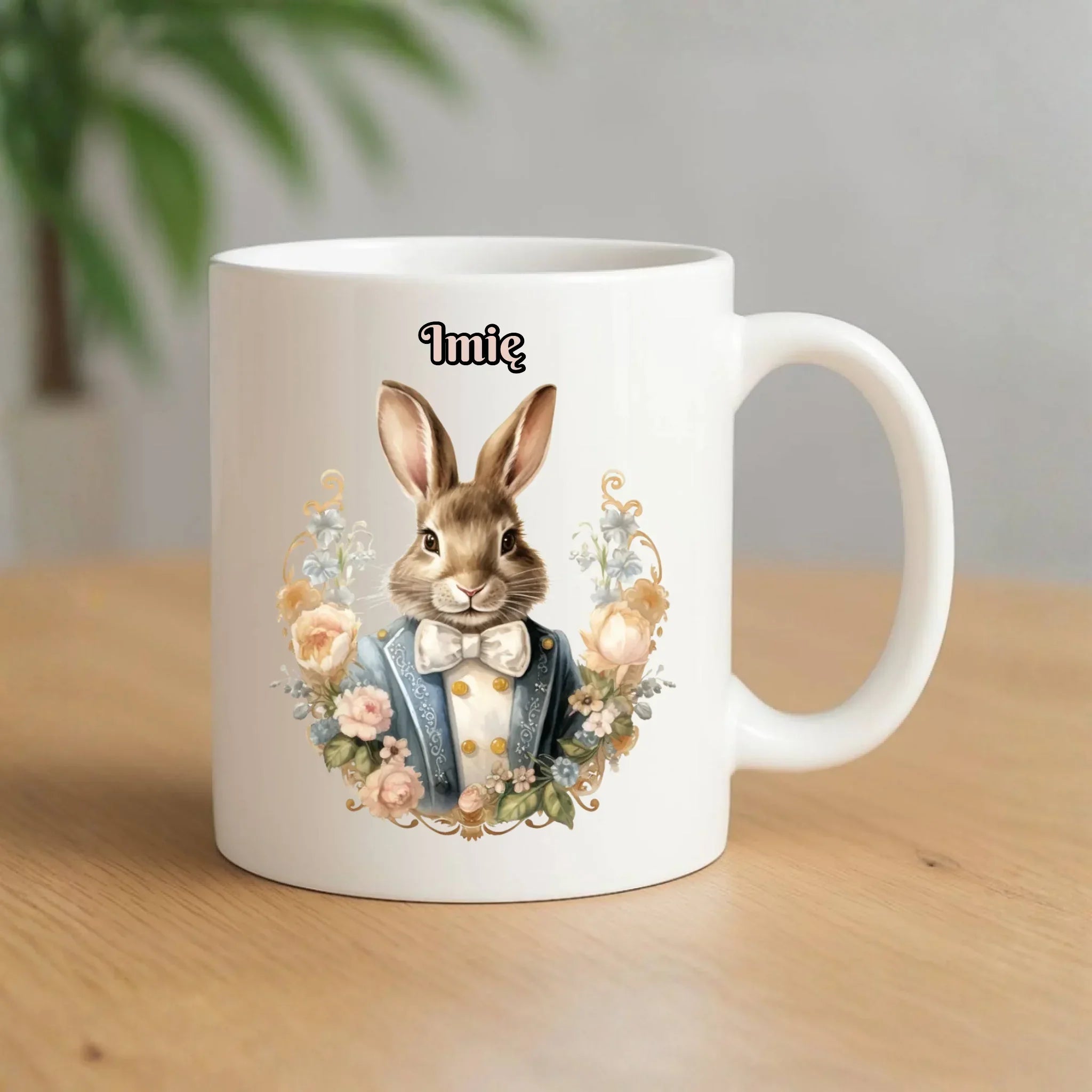 Kubek na Wielkanoc - Elegancki Pan Zając - Prezent personalizowany WN06 - StoryCups.pl