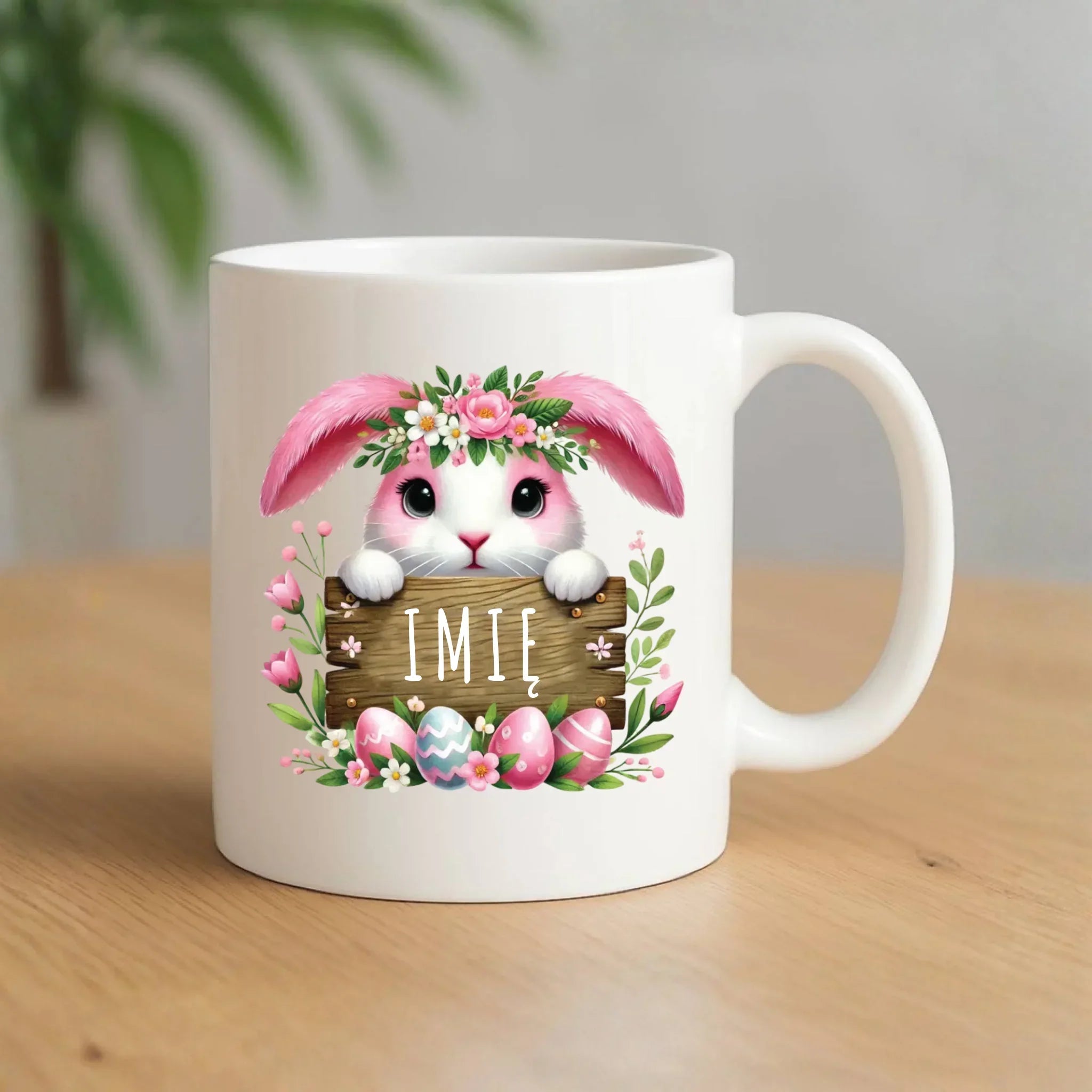 Kubek na Wielkanoc - Słodki Różowy Zajączek - Prezent personalizowany WN07 - StoryCups.pl